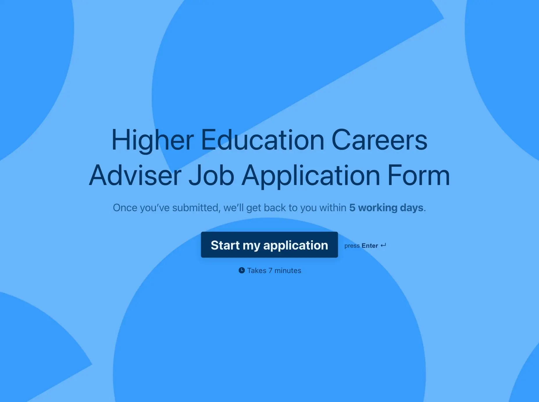 Higher Education Careers Adviser Job Application Form Template Hero