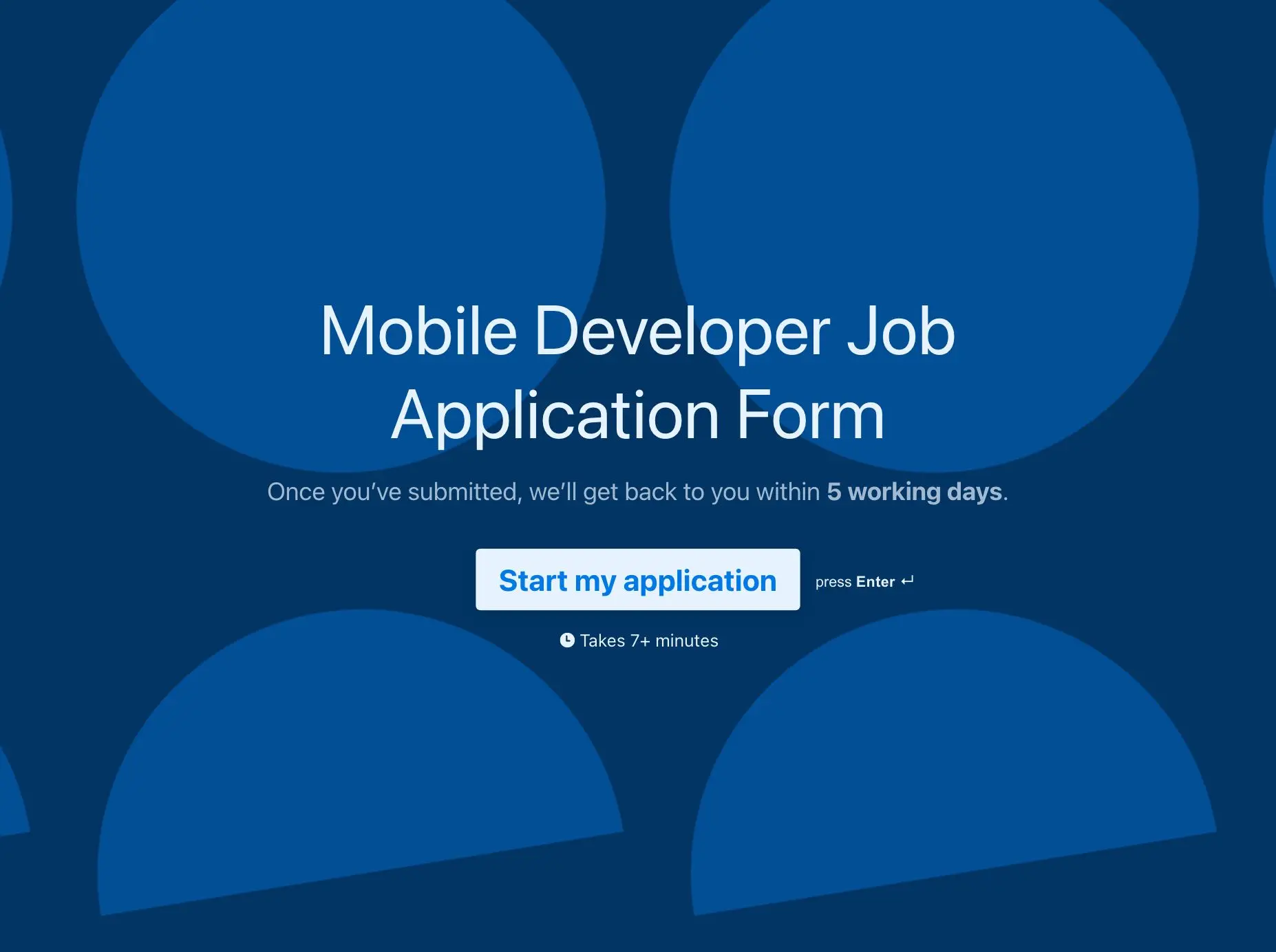 Mobile Developer Job Application Form Template Hero