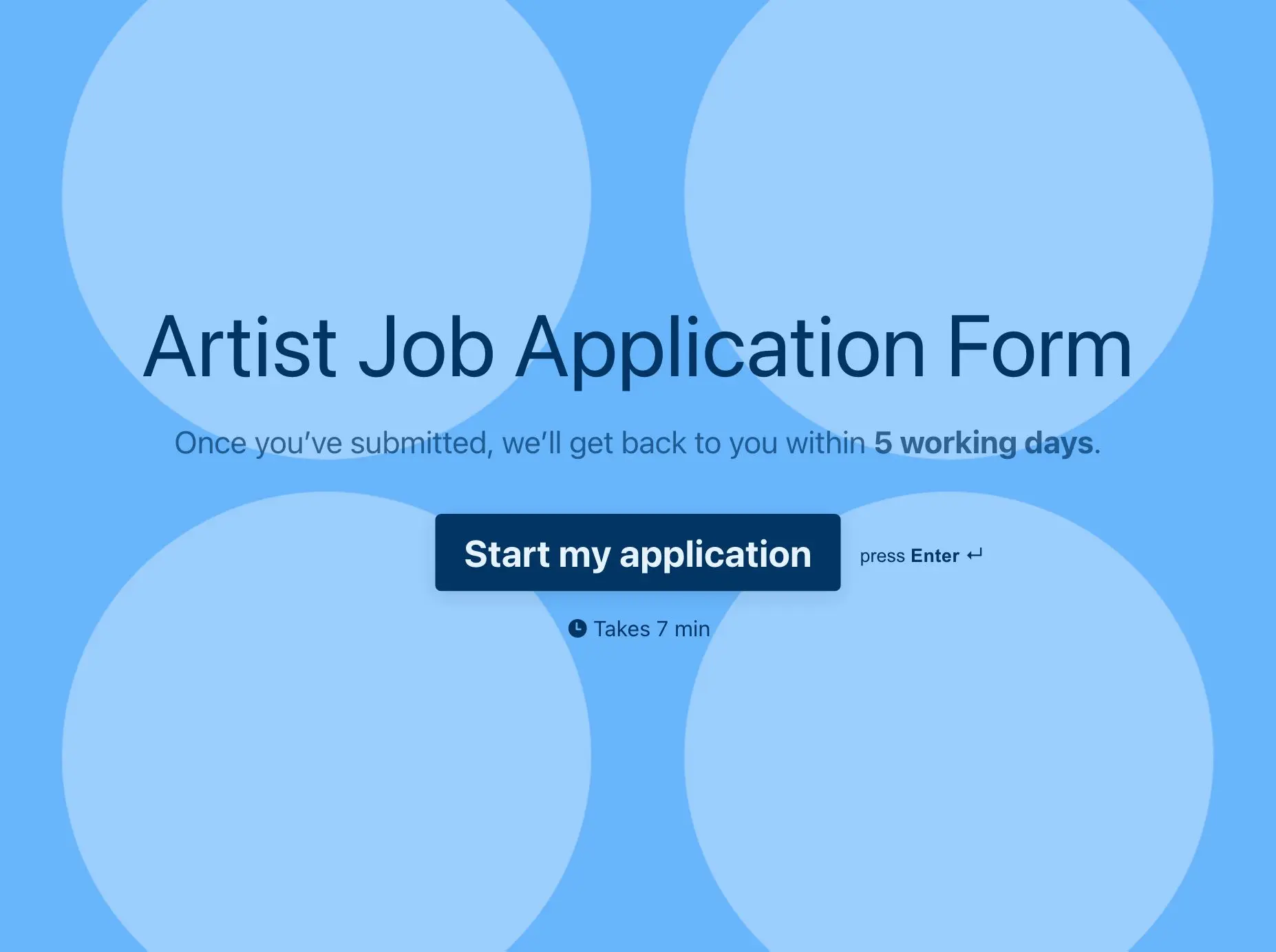 Artist Job Application Form Template Hero