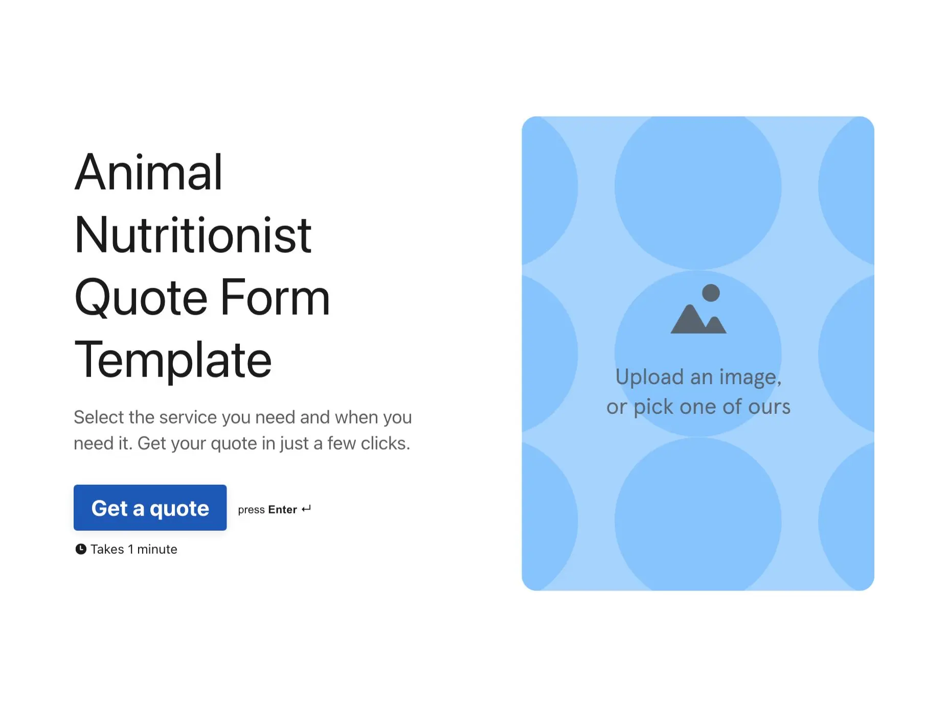 Animal Nutritionist Quote Form Template Hero