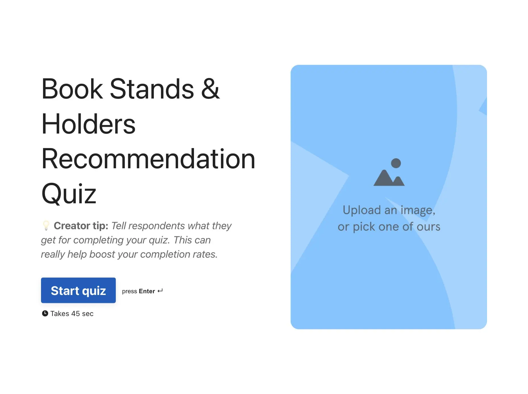 Book Stands & Holders Recommendation Quiz Template Hero