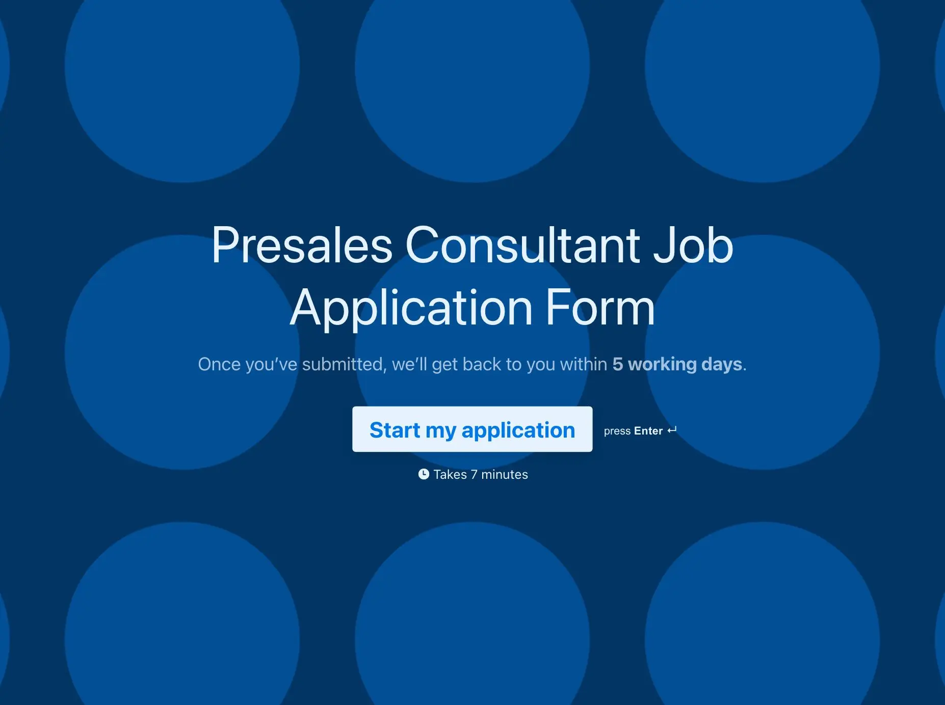 Presales Consultant Job Application Form Template Hero