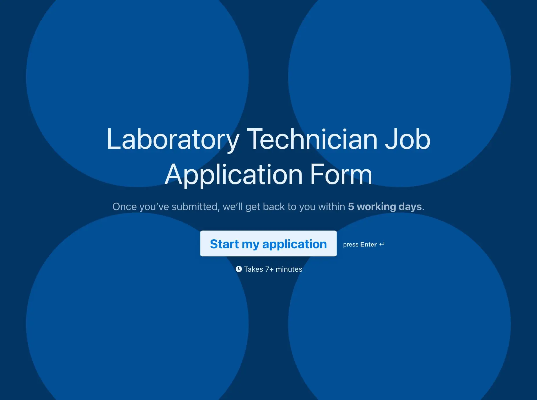 Laboratory technician job application form template Hero