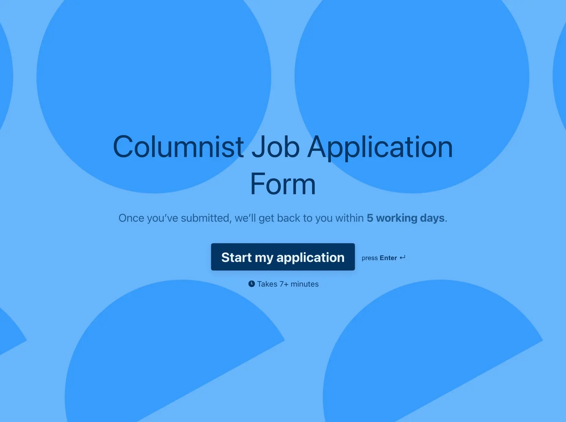 Columnist Job Application Form Template Hero