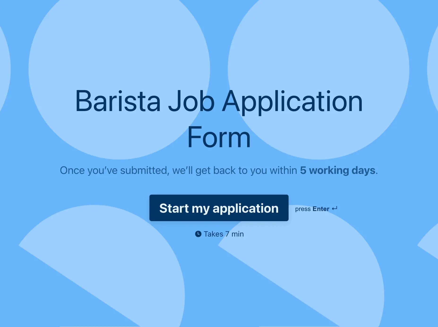 Barista Job Application Form Template Hero