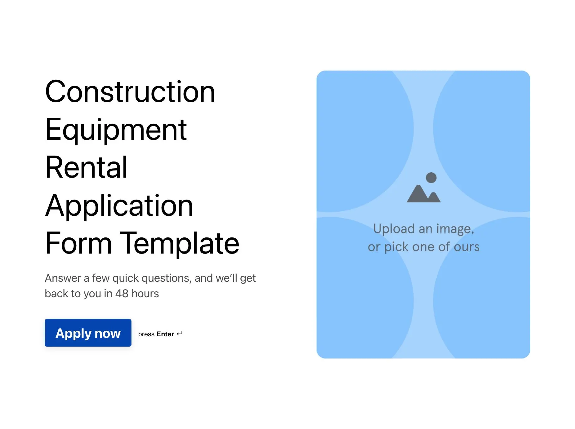 Construction Equipment Rental Application Form Template Hero