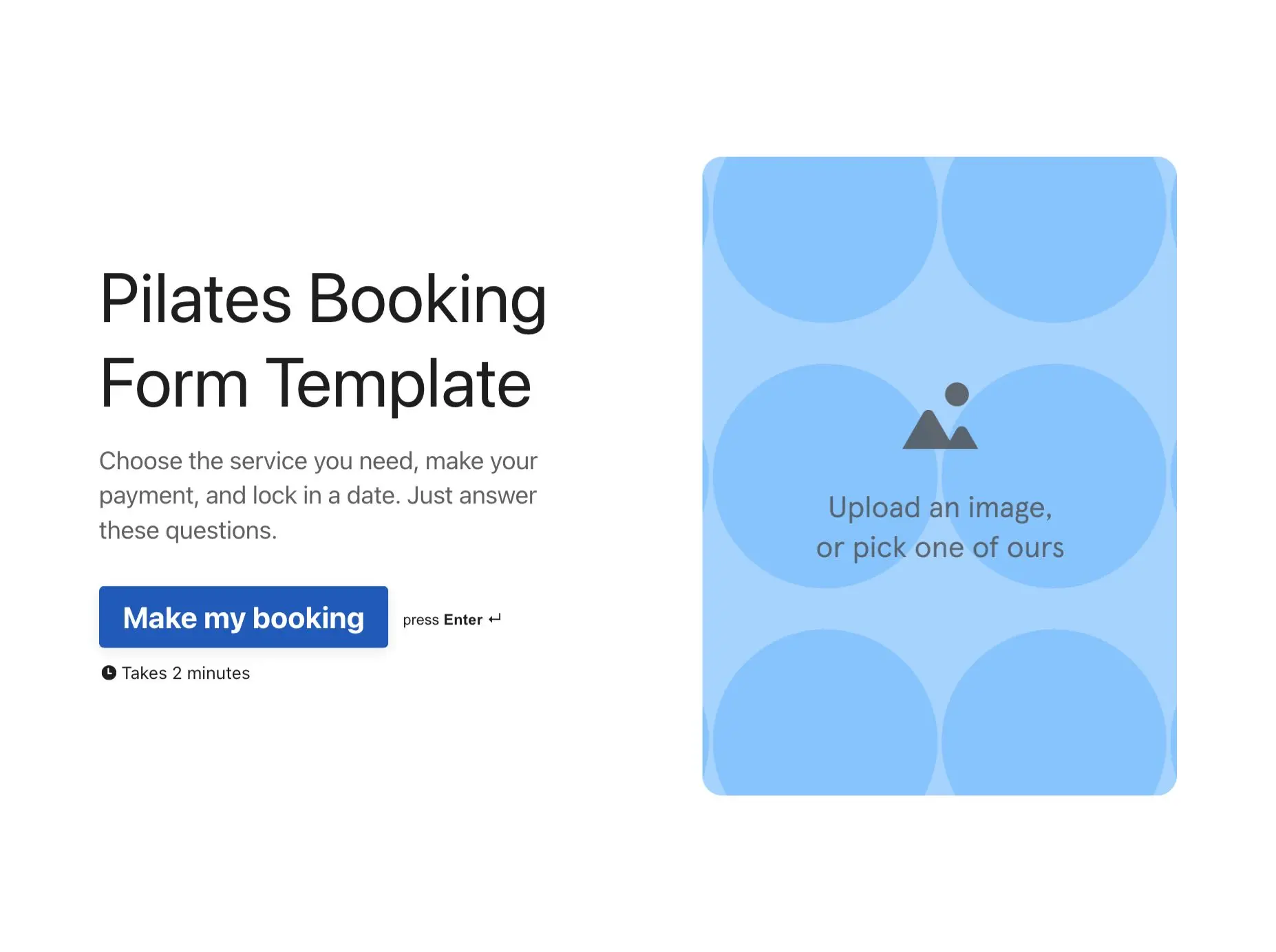 Pilates Booking Form Template Hero