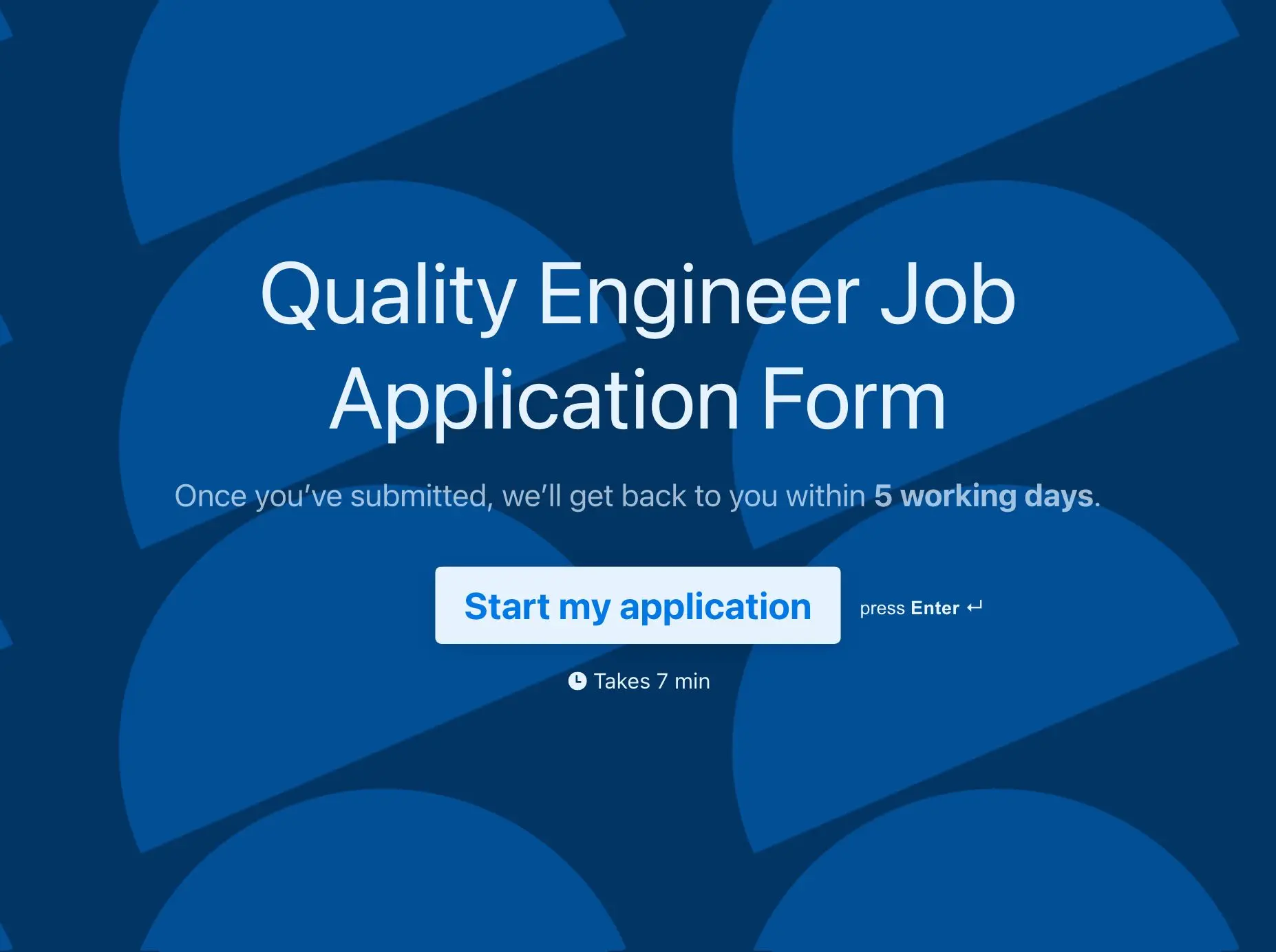 Quality Engineer Job Application Form Template Hero