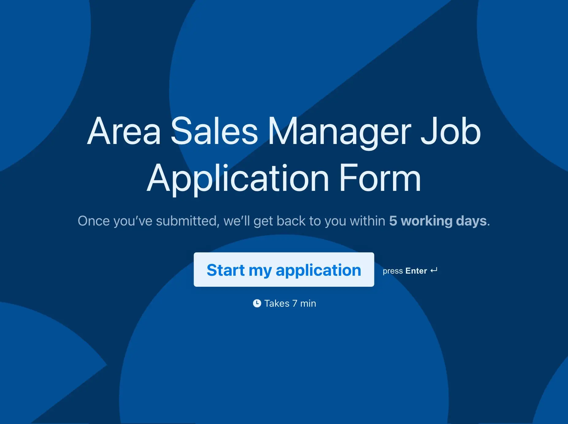 Area Sales Manager Job Application Form Template Hero