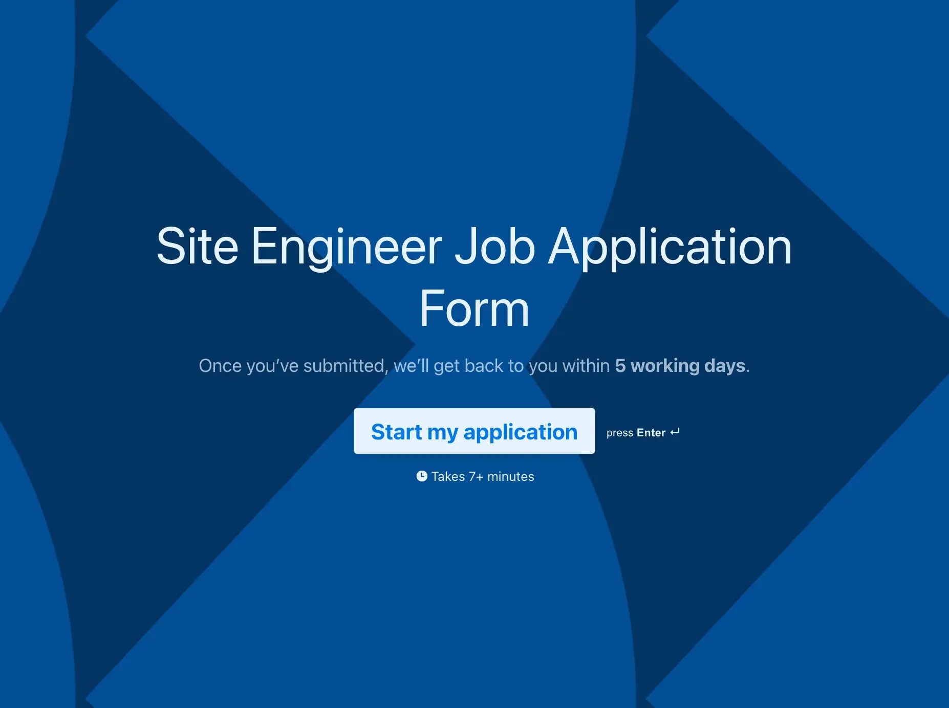 Site Engineer Job Application Form Template Hero