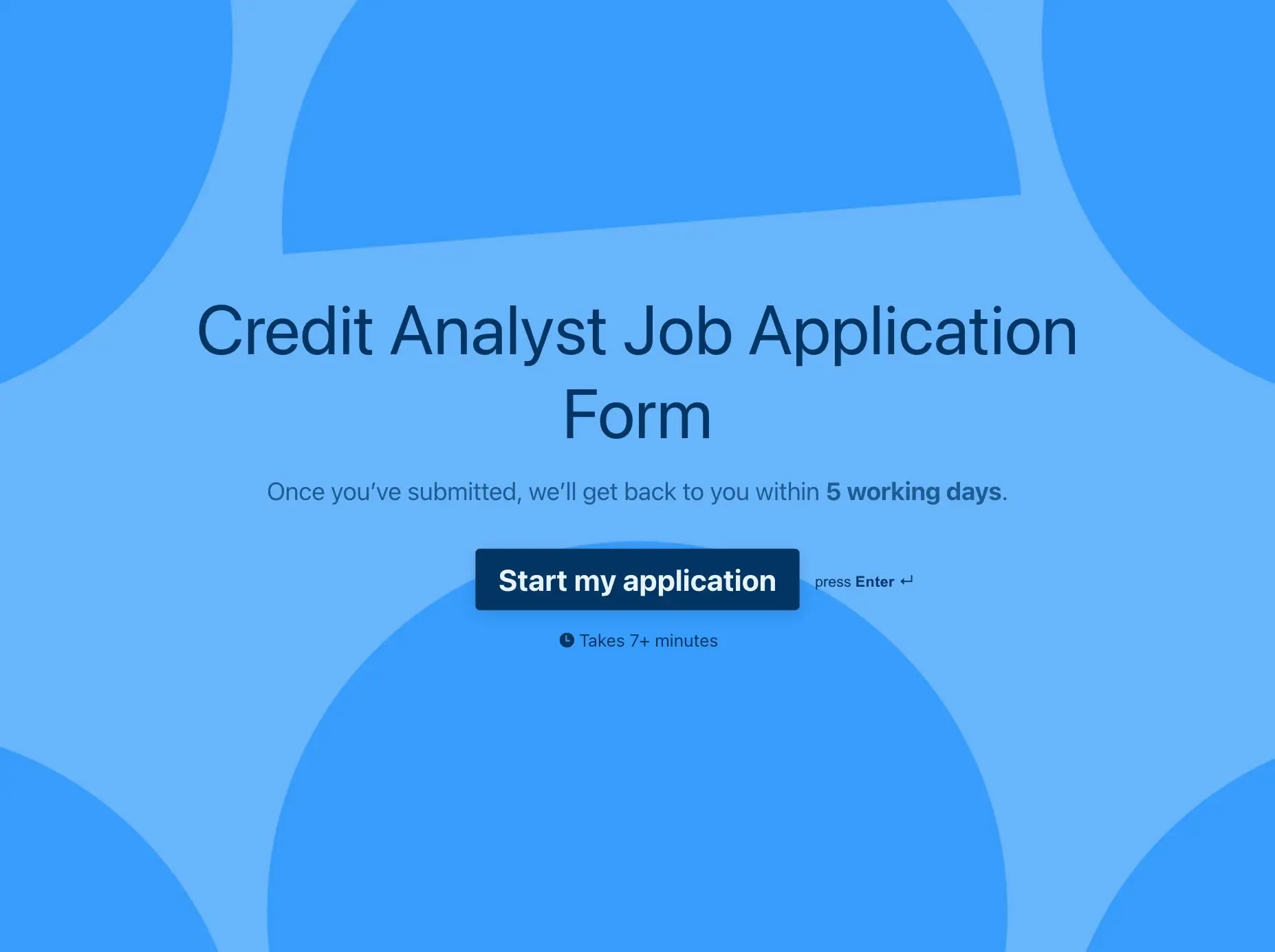 Credit Analyst Job Application Form Template Hero