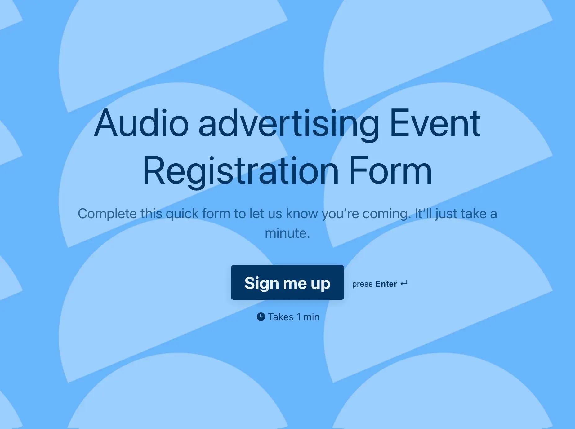 Audio advertising Event Registration Form Template Hero
