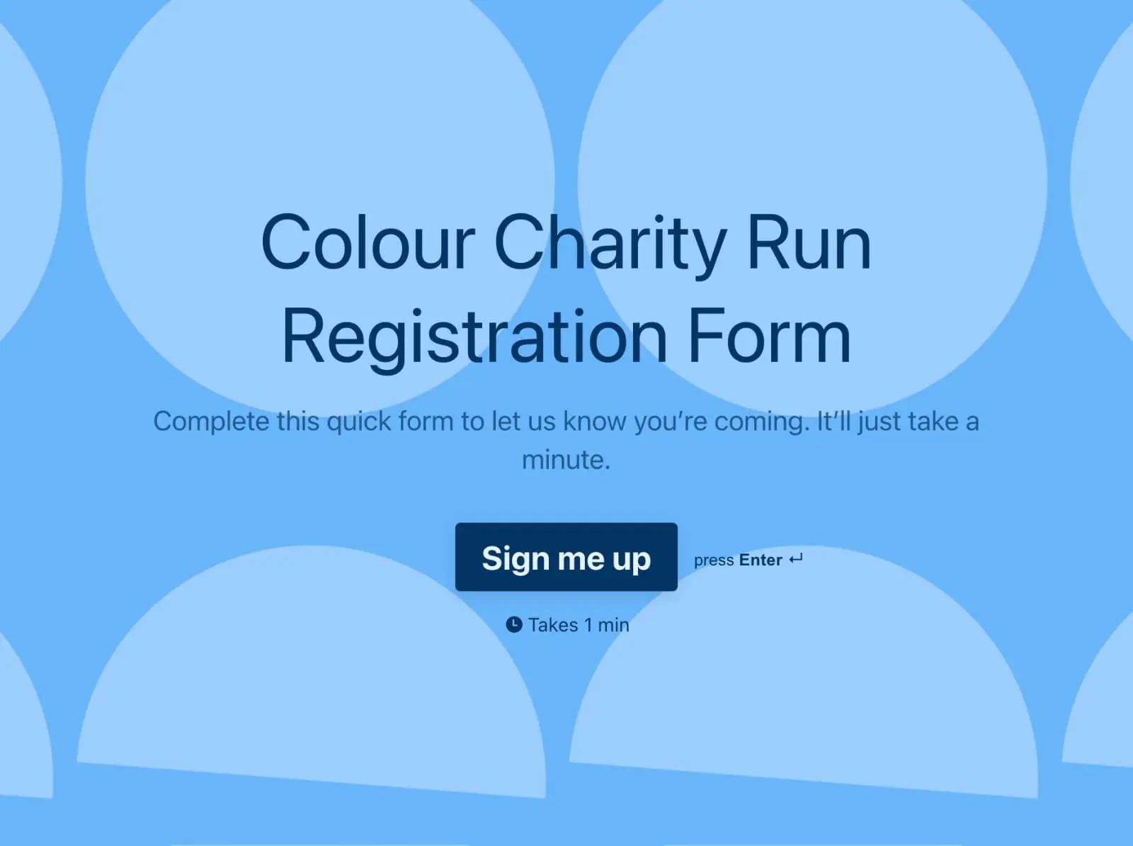 Colour Charity Run Registration Form Template Hero