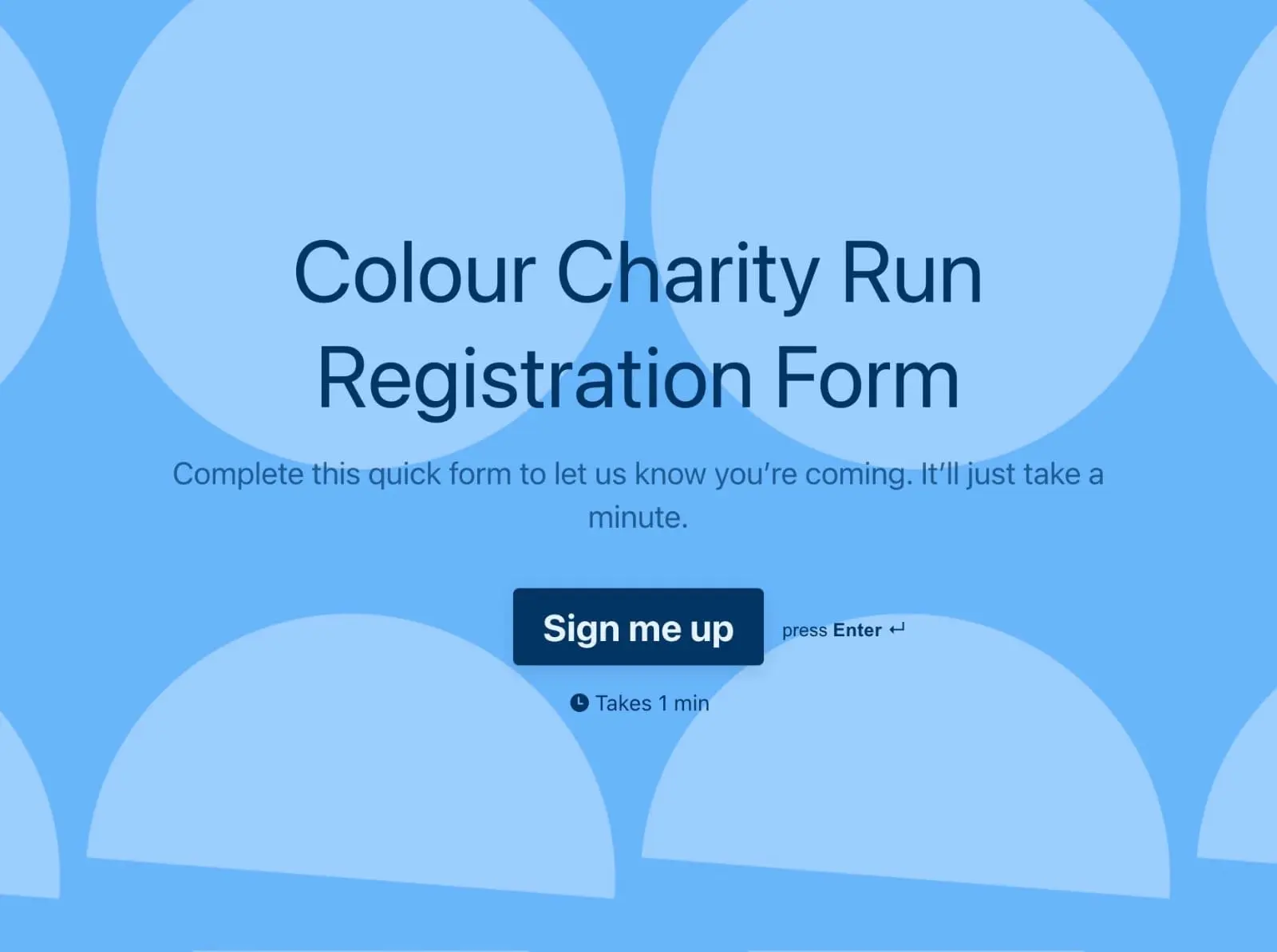 Colour charity run registration form template Hero