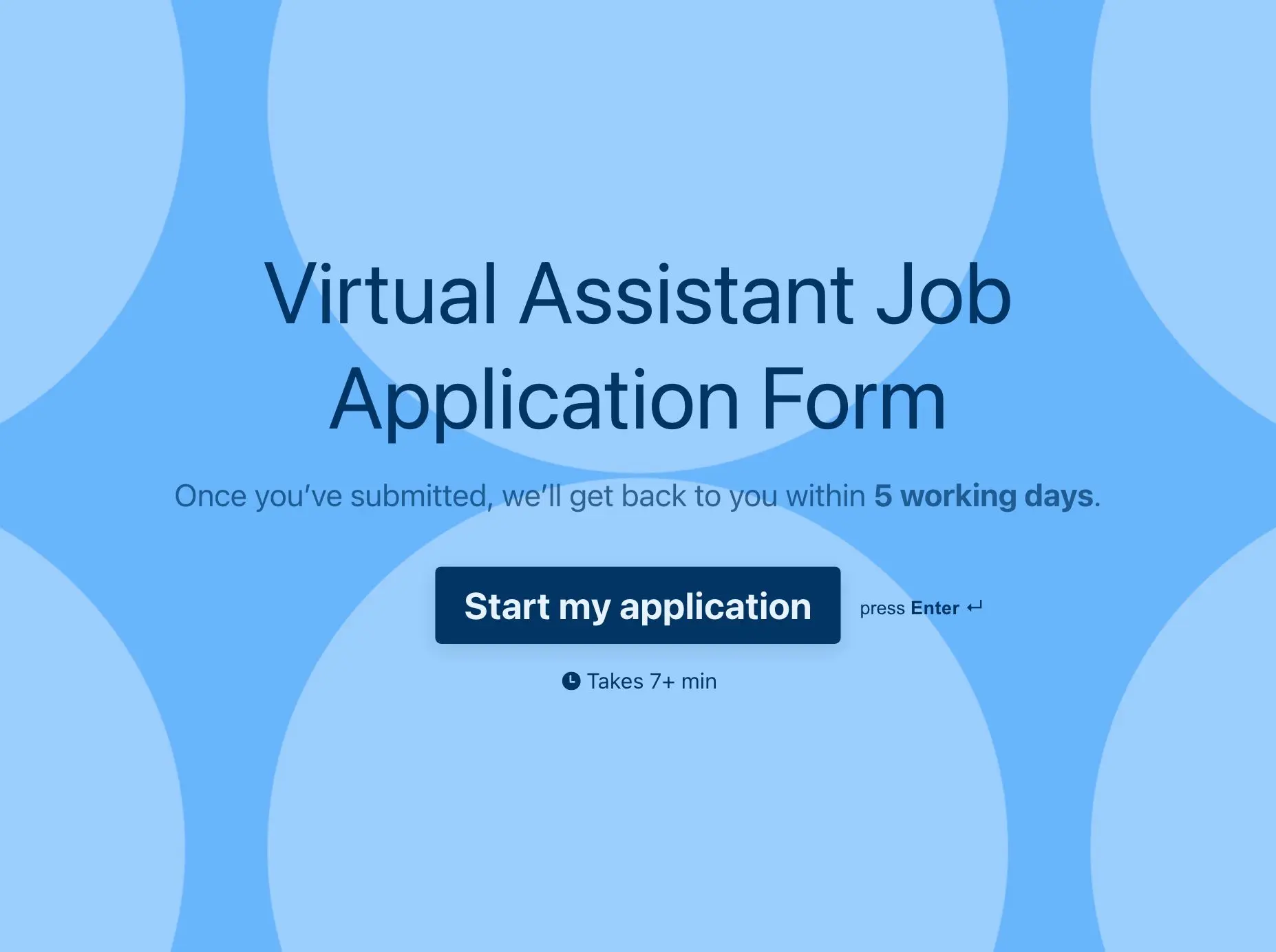 Virtual Assistant Job Application Form Template Hero