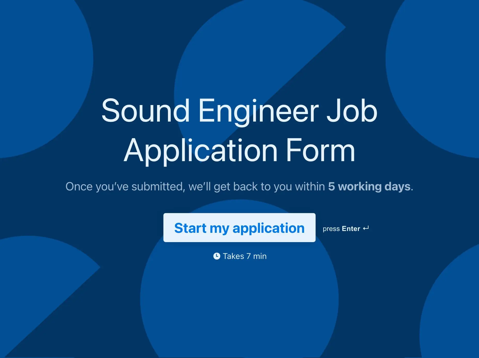 Sound Engineer Job Application Form Template Hero