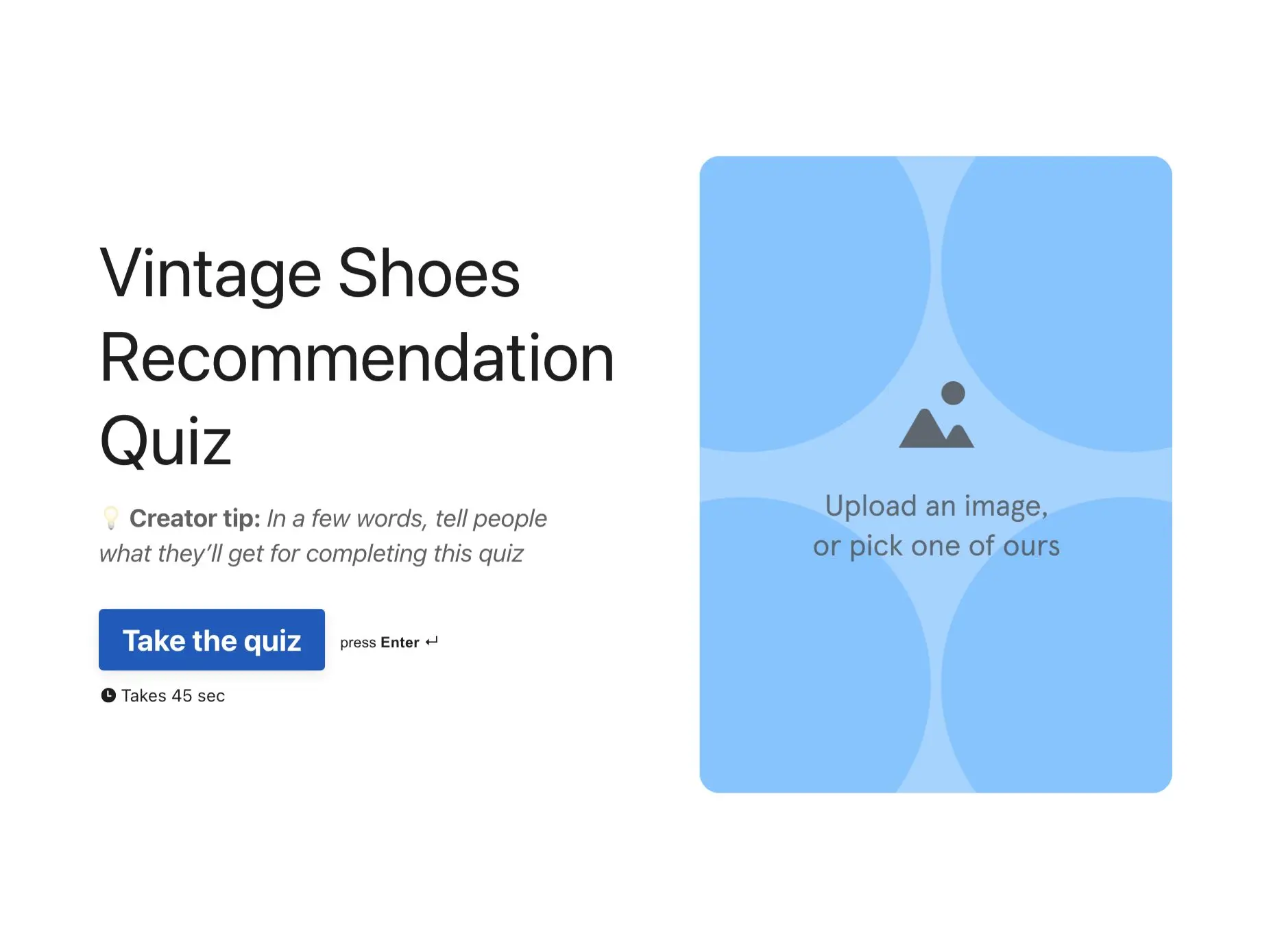 Vintage Shoes Recommendation Quiz Template Hero