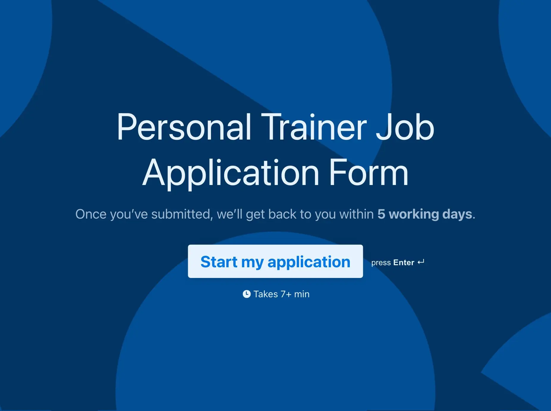 Personal Trainer Job Application Form Template Hero
