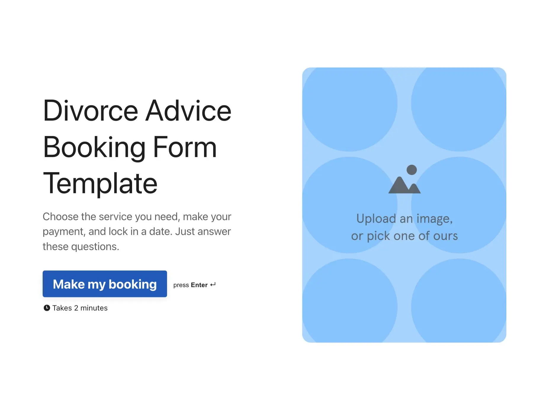 Divorce Advice Booking Form Template Hero