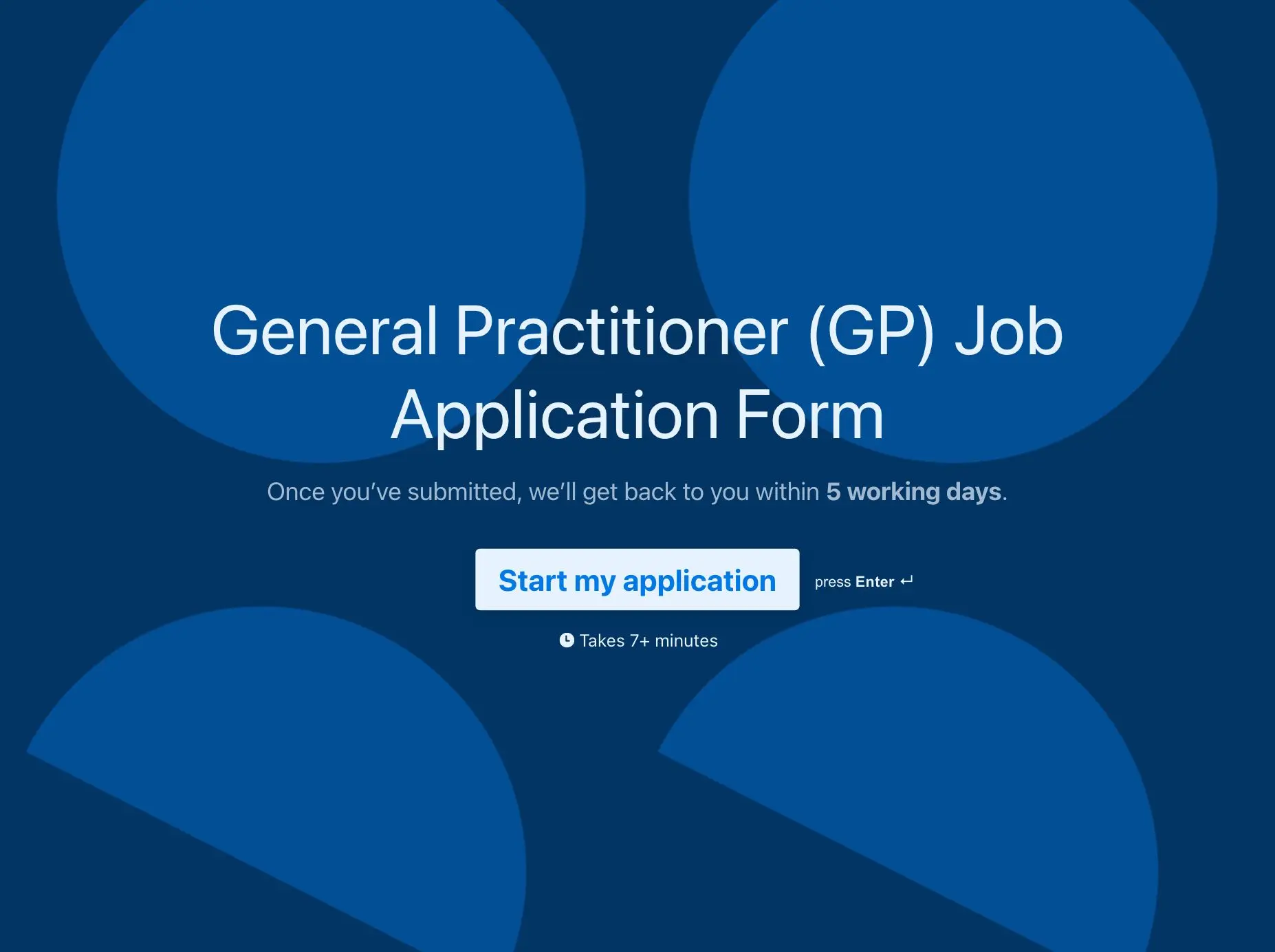 General Practitioner (GP) Job Application Form Template Hero