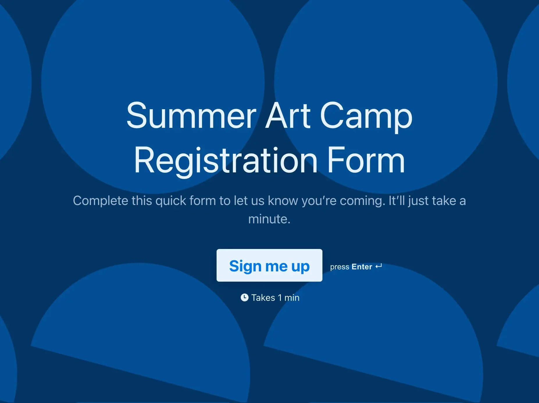 Summer Art Camp Registration Form Template Hero