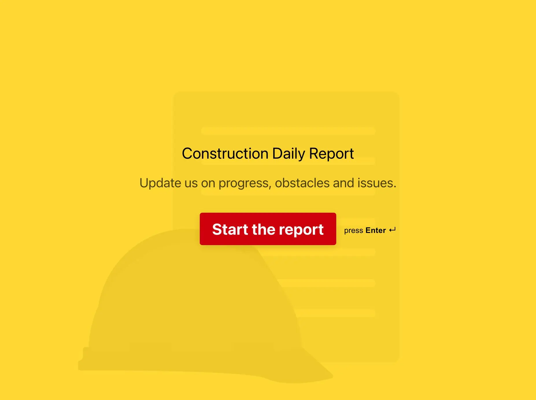 Construction Daily Report Form Template Hero