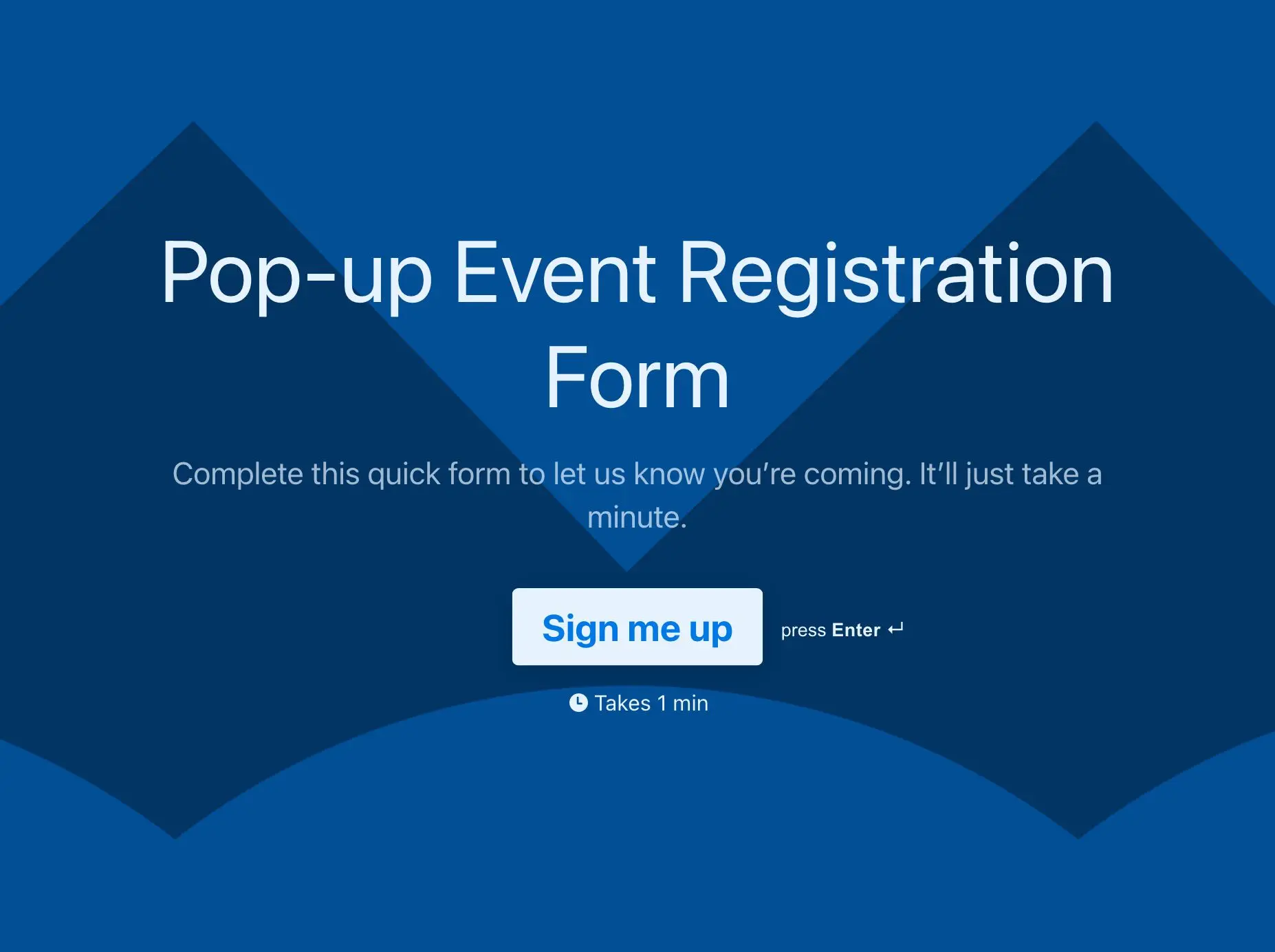 Pop-up Event Registration Form Template Hero