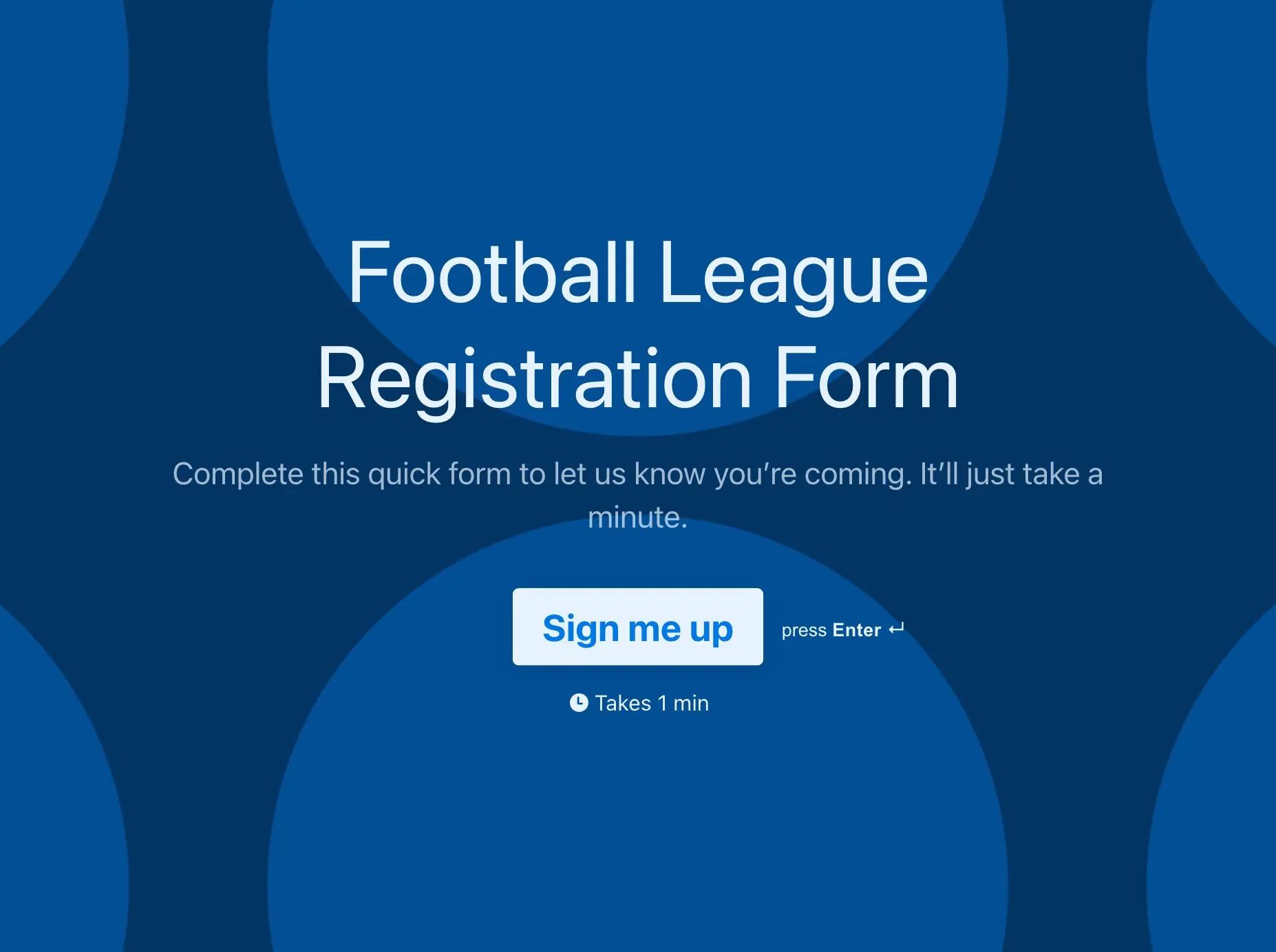 Football league registration form template Hero