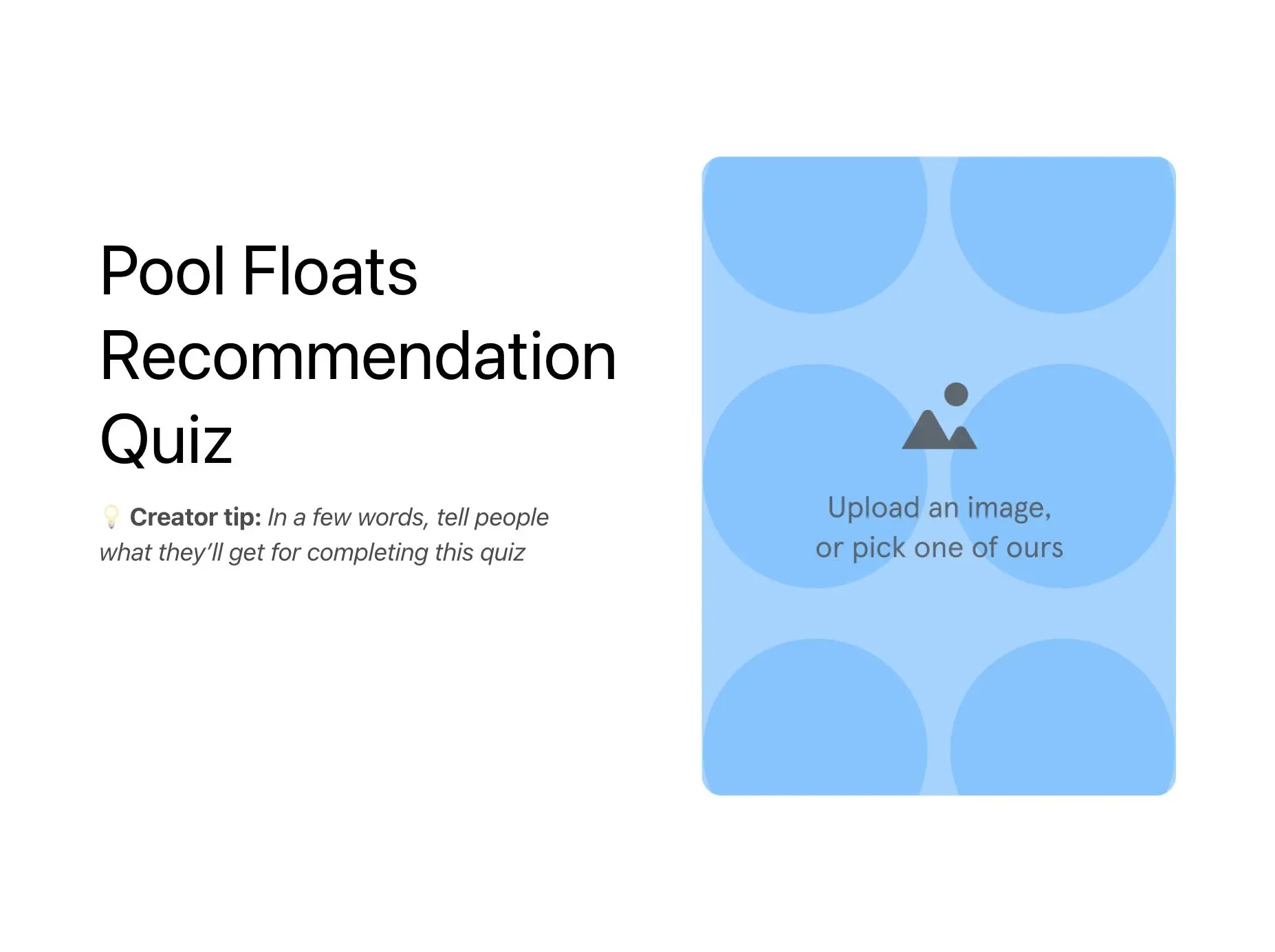 Pool Floats Recommendation Quiz Template Hero