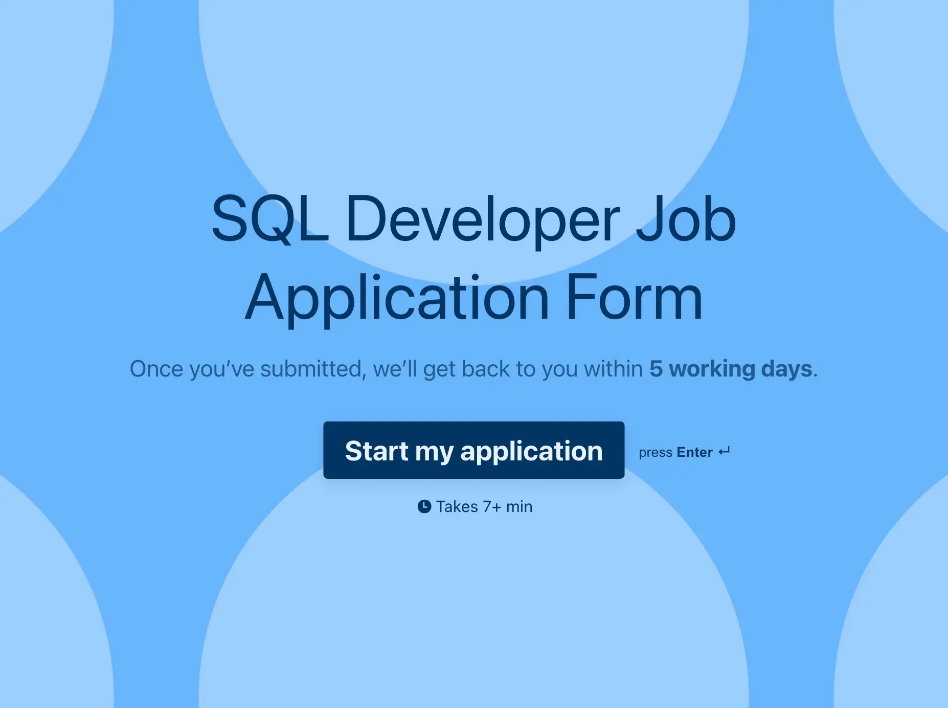 SQL Developer Job Application Form Template Hero