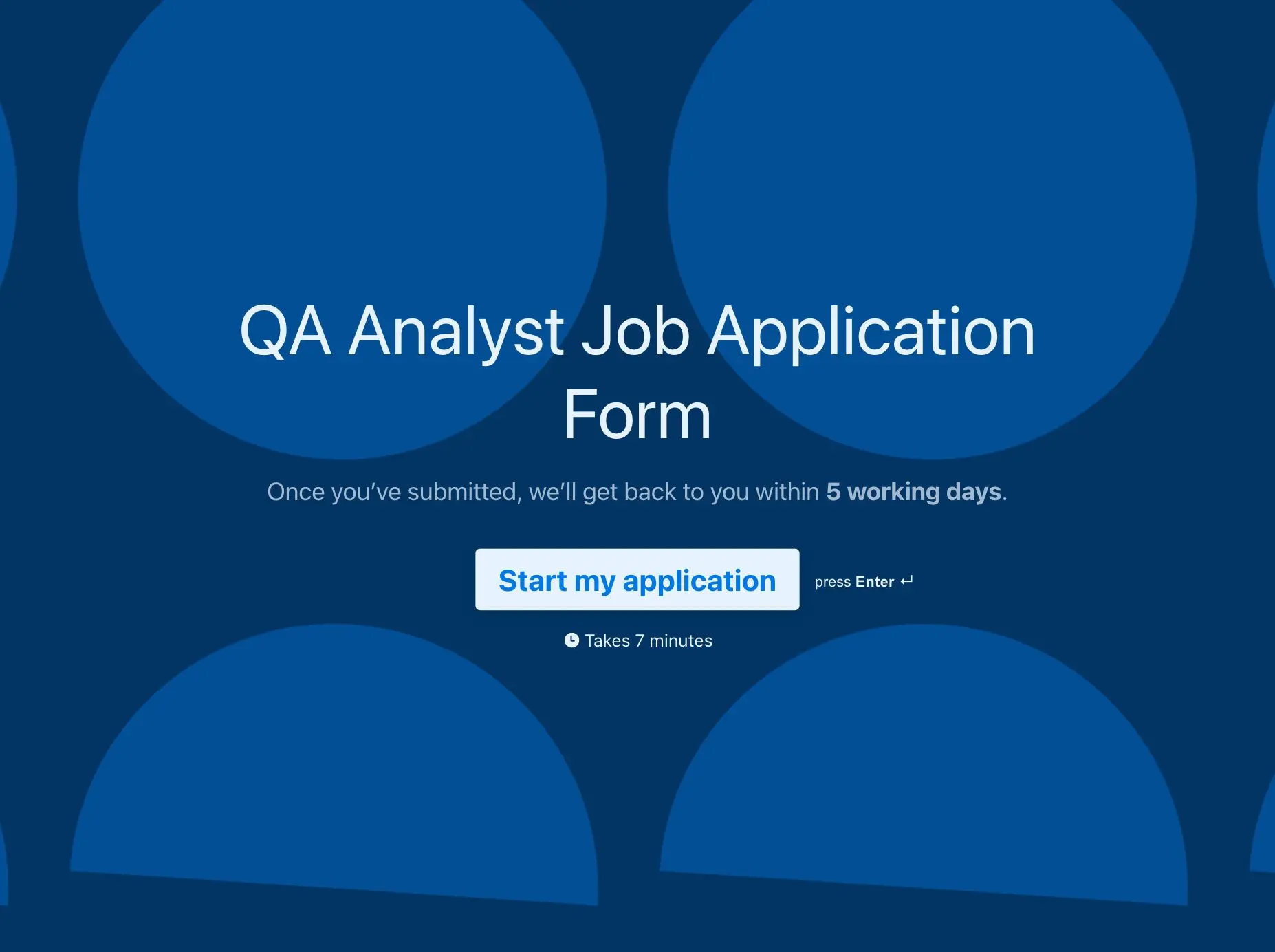 QA Analyst Job Application Form Template Hero