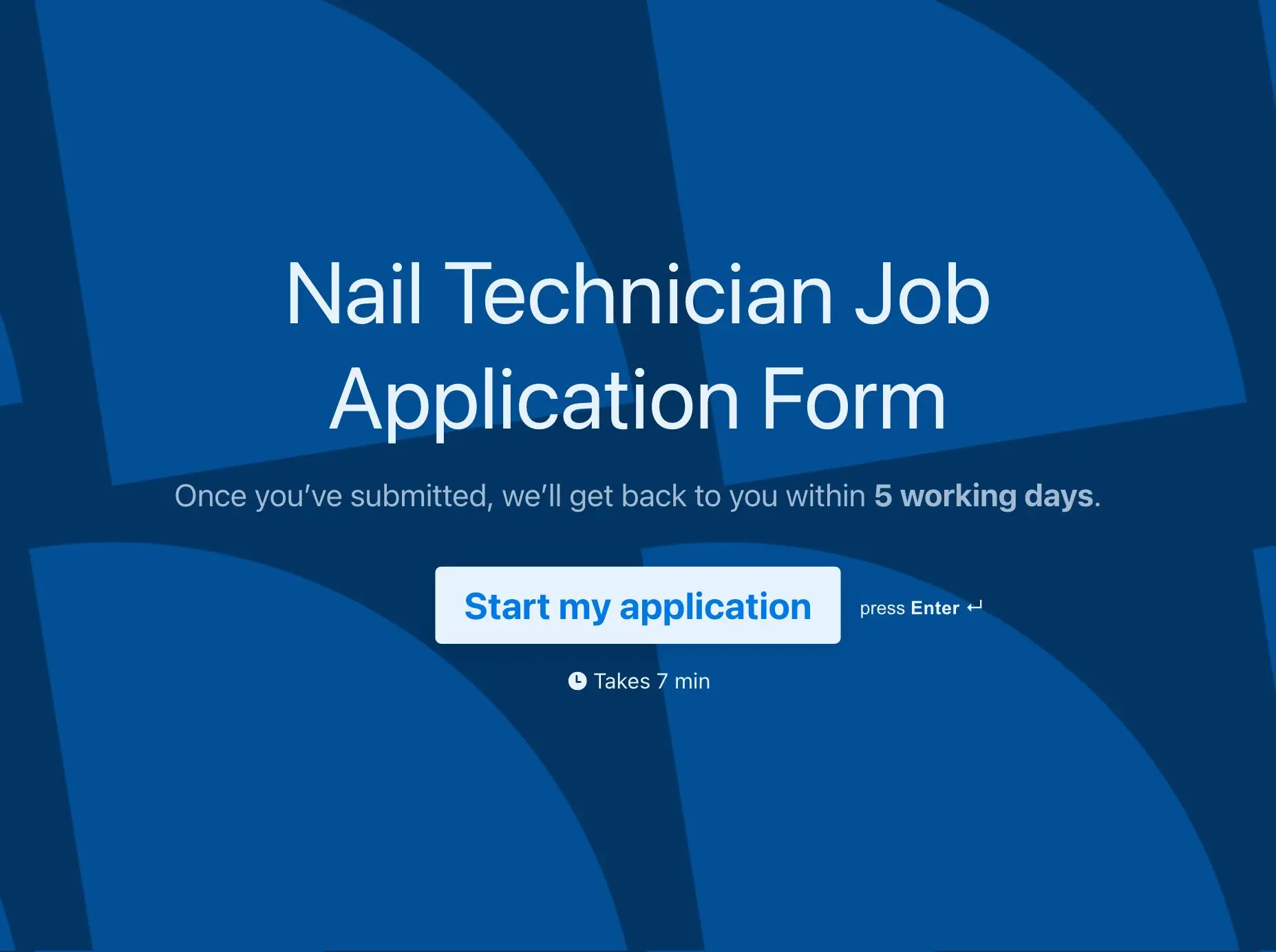 Nail Technician Job Application Form Template Hero