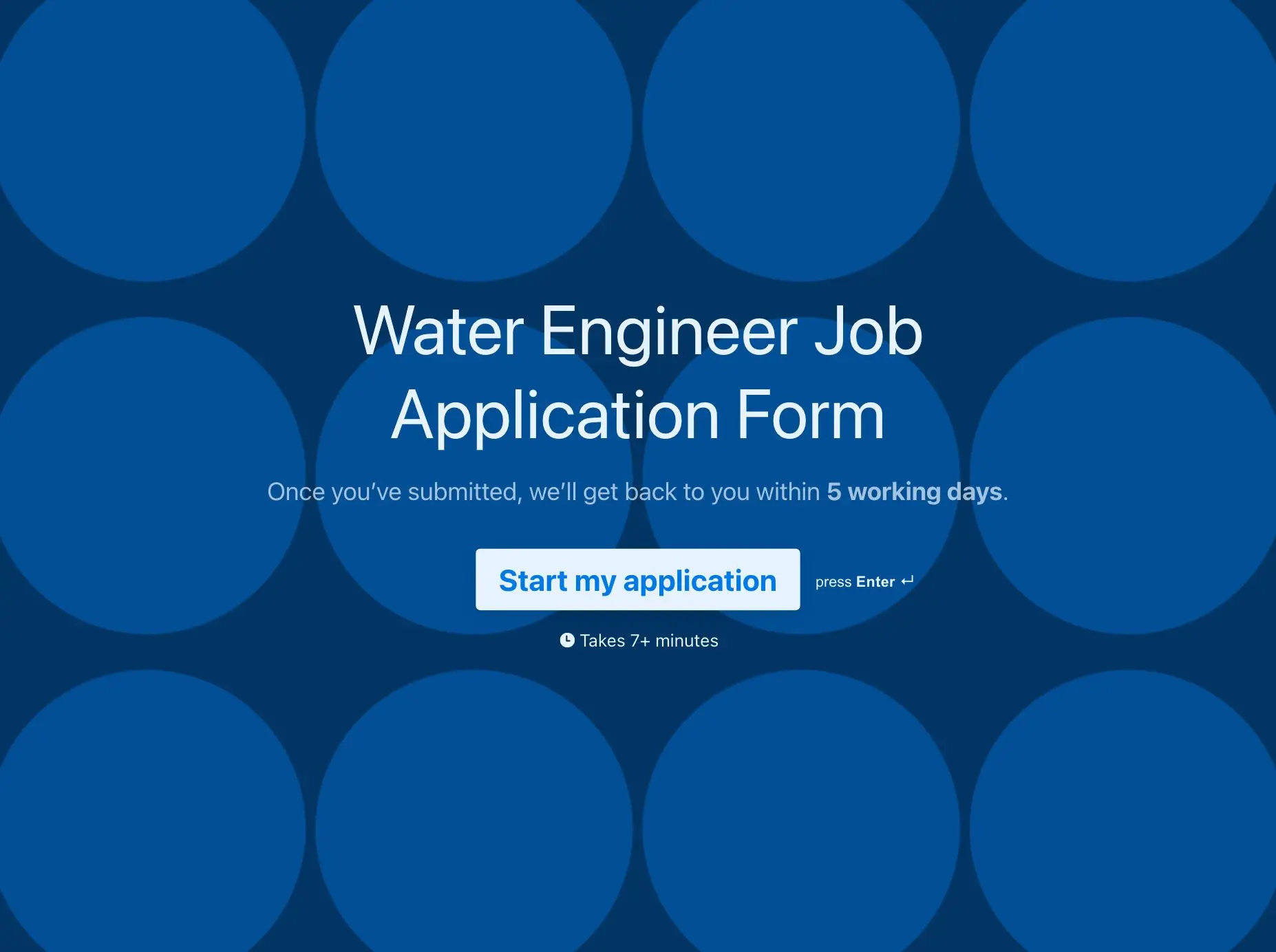 Water Engineer Job Application Form Template Hero