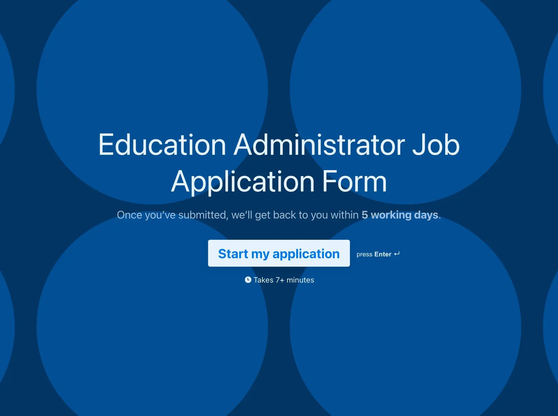 Education Administrator Job Application Form Template Hero