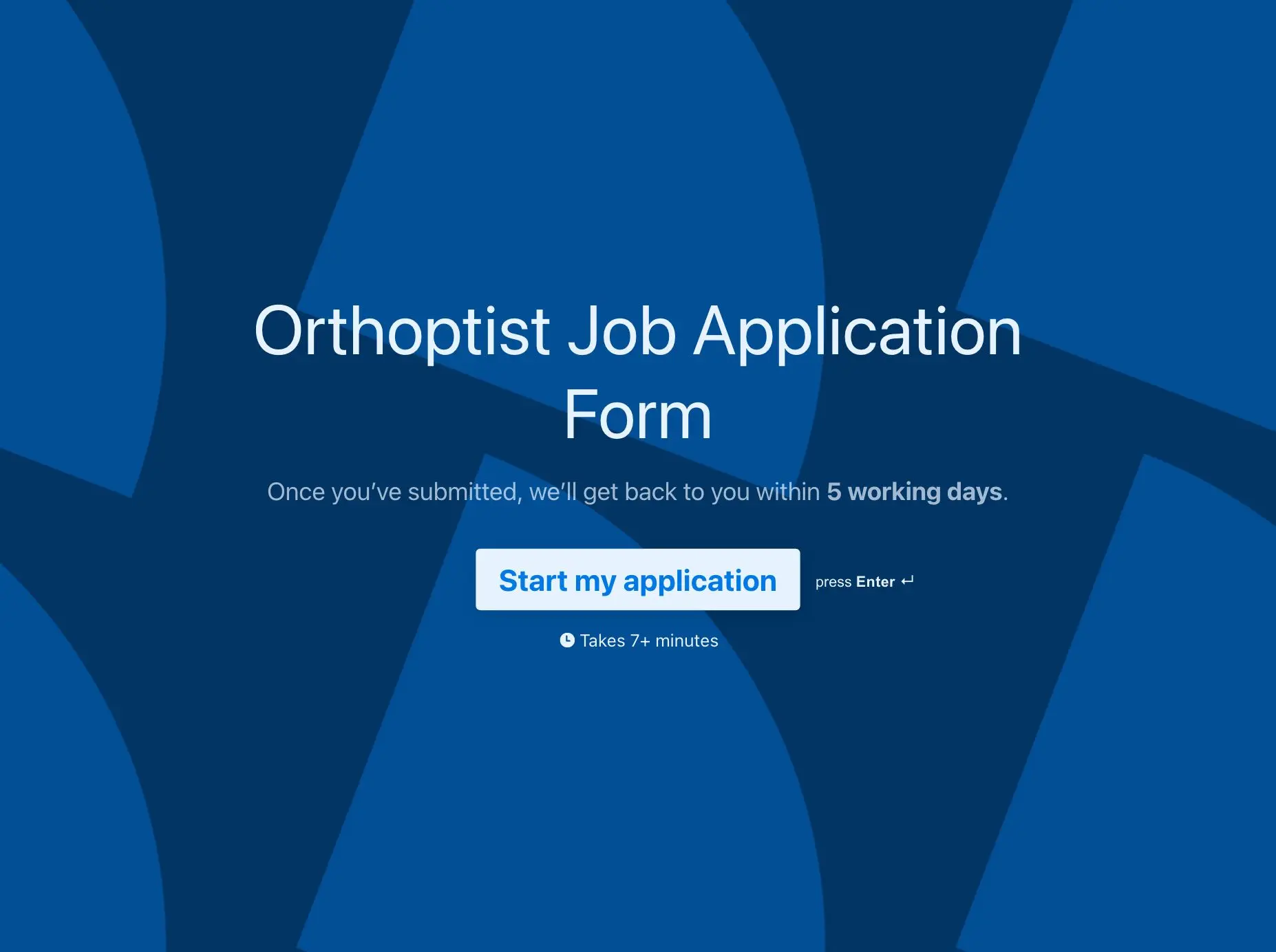 Orthoptist Job Application Form Template Hero
