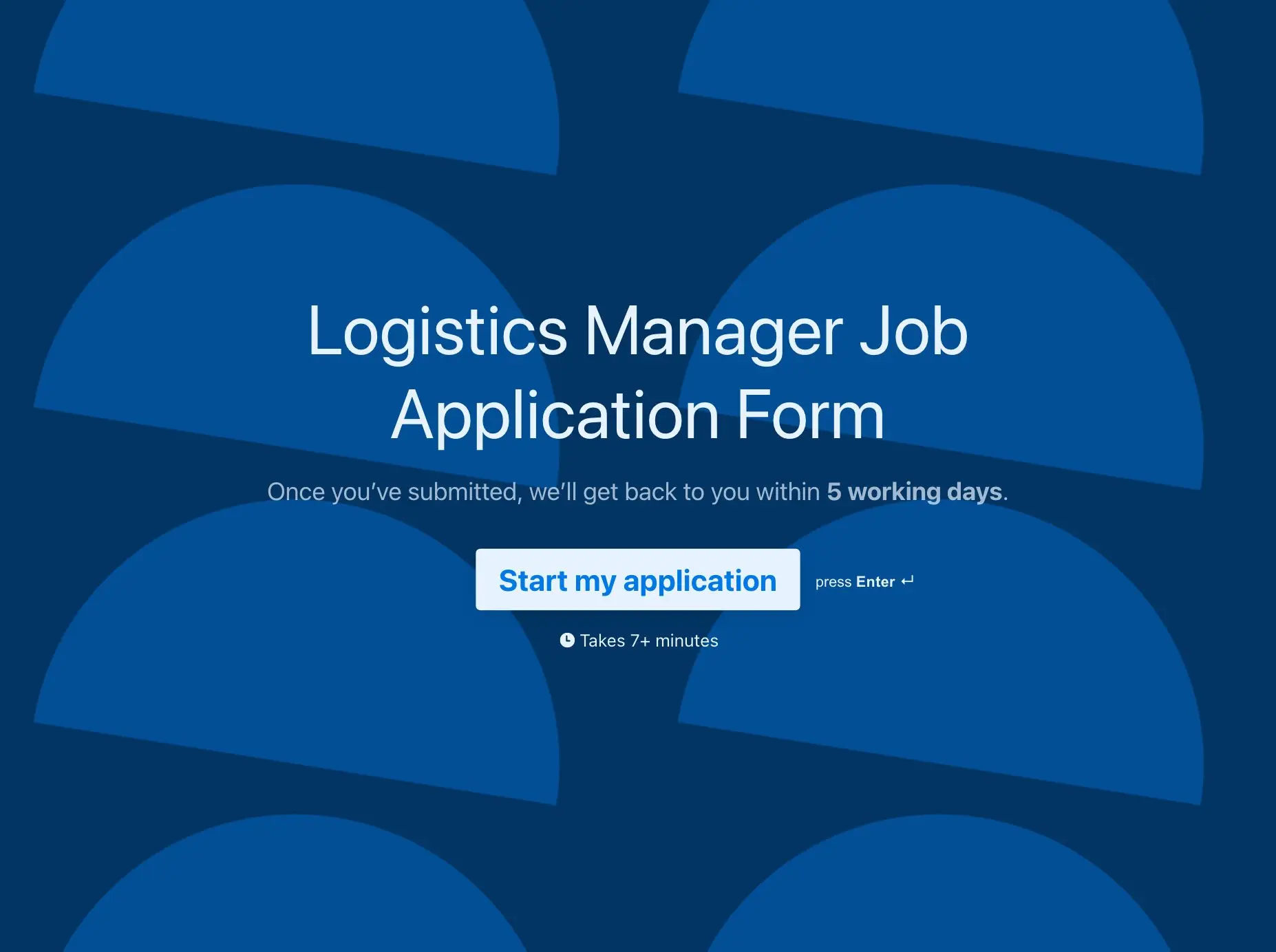 Logistics Manager Job Application Form Template Hero