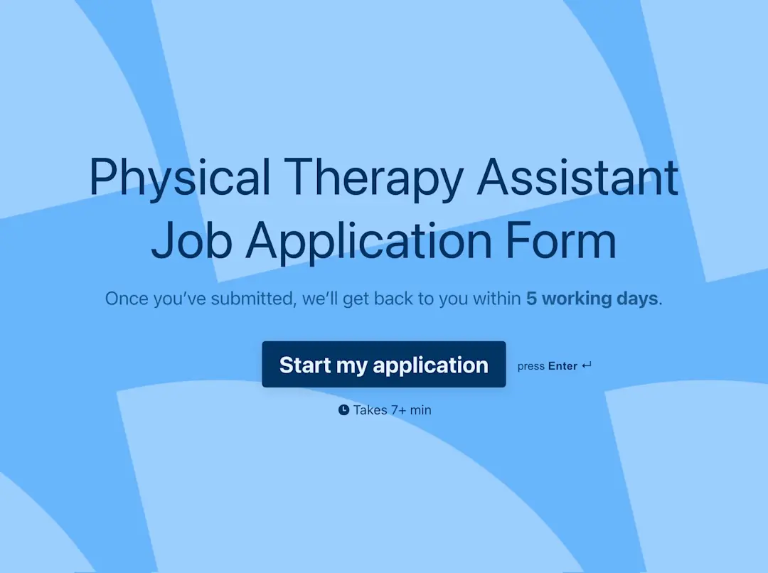 Physical Therapy Assistant Job Application Form Template