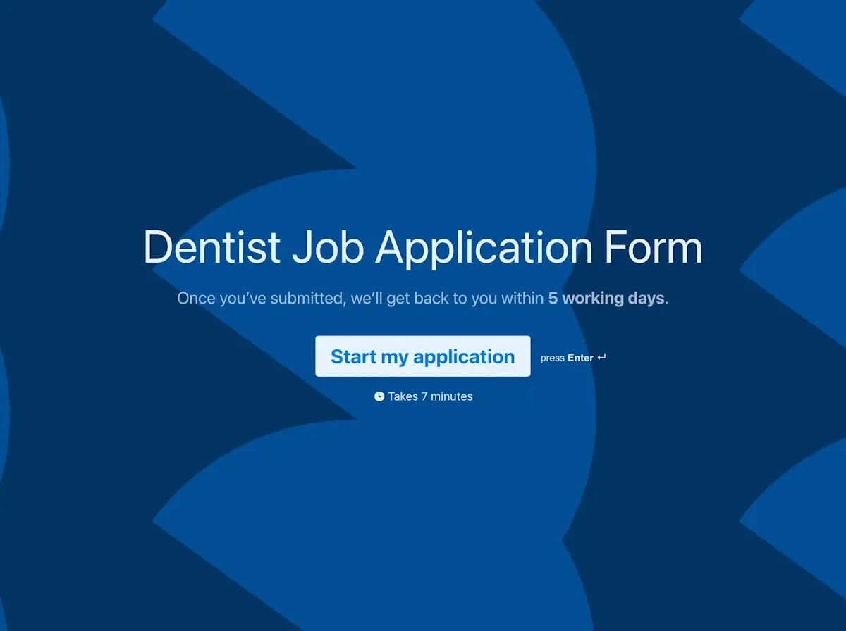 Dentist Job Application Form Template