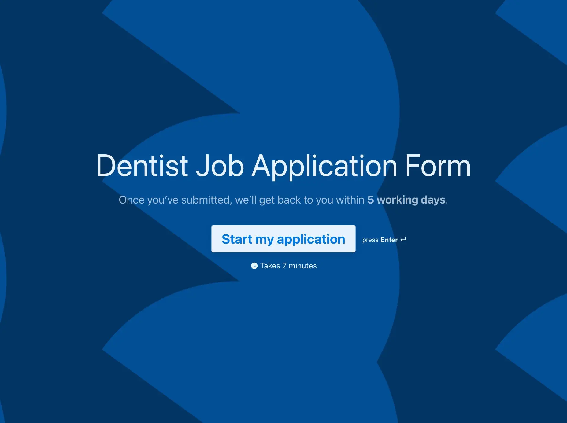 Dentist Job Application Form Template Hero