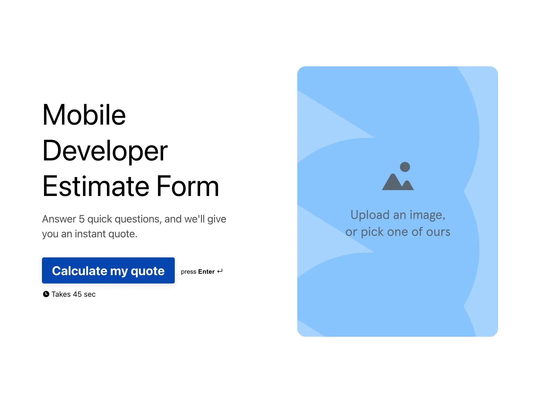 Mobile Developer Estimate Form Template Hero