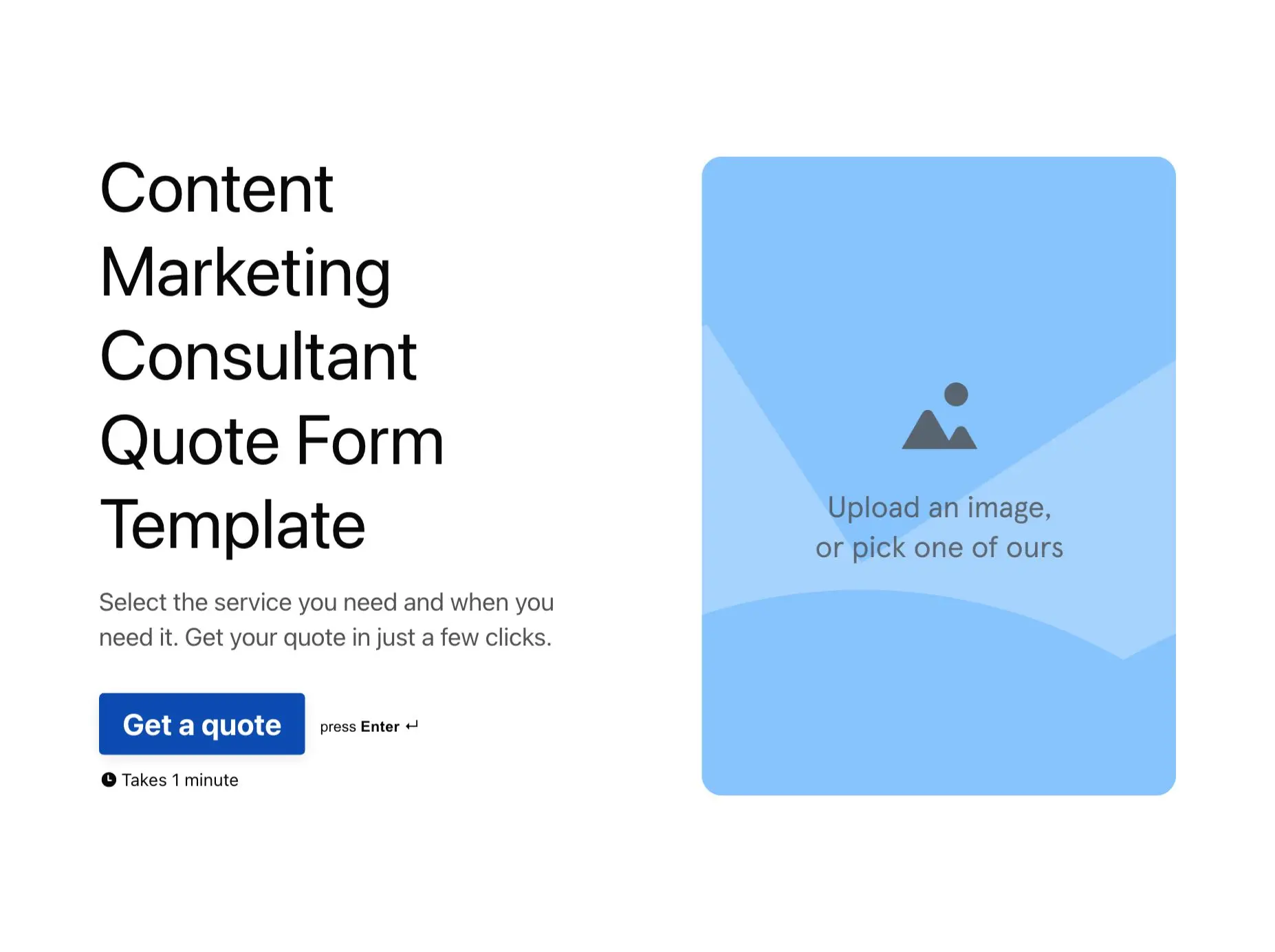 Content Marketing Consultant Quote Form Template Hero