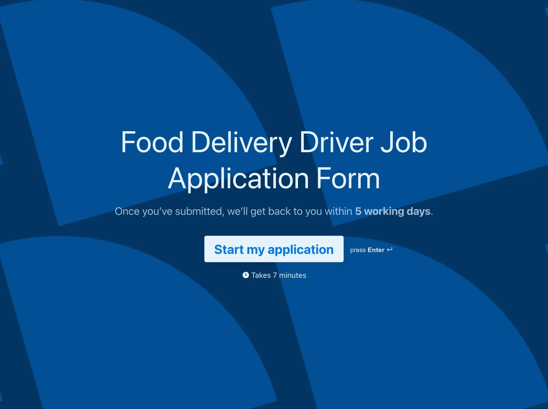Food Delivery Driver Job Application Form Template Hero