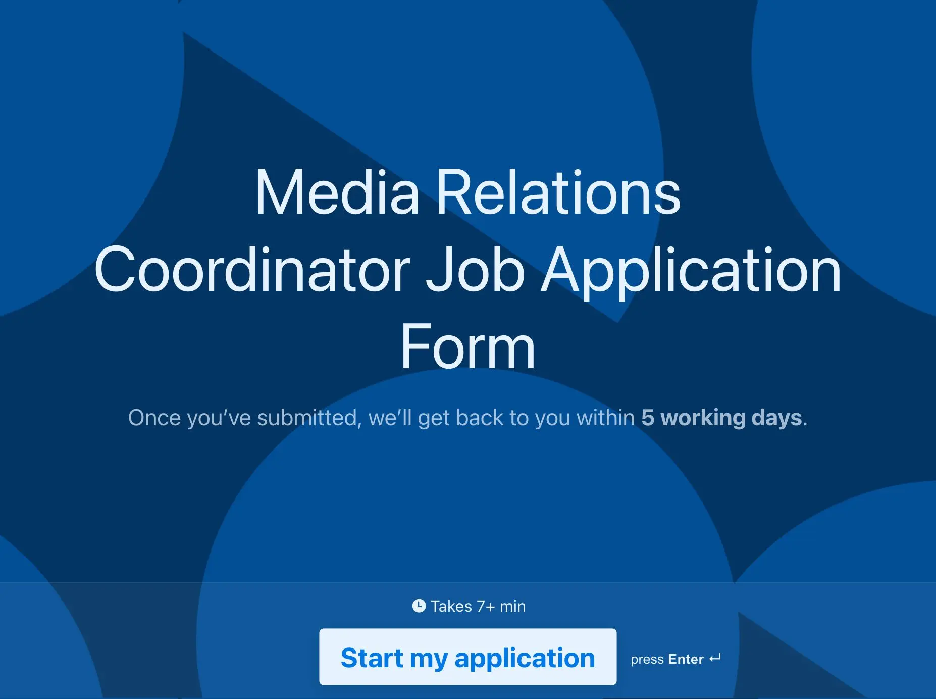 Media Relations Coordinator Job Application Form Template Hero