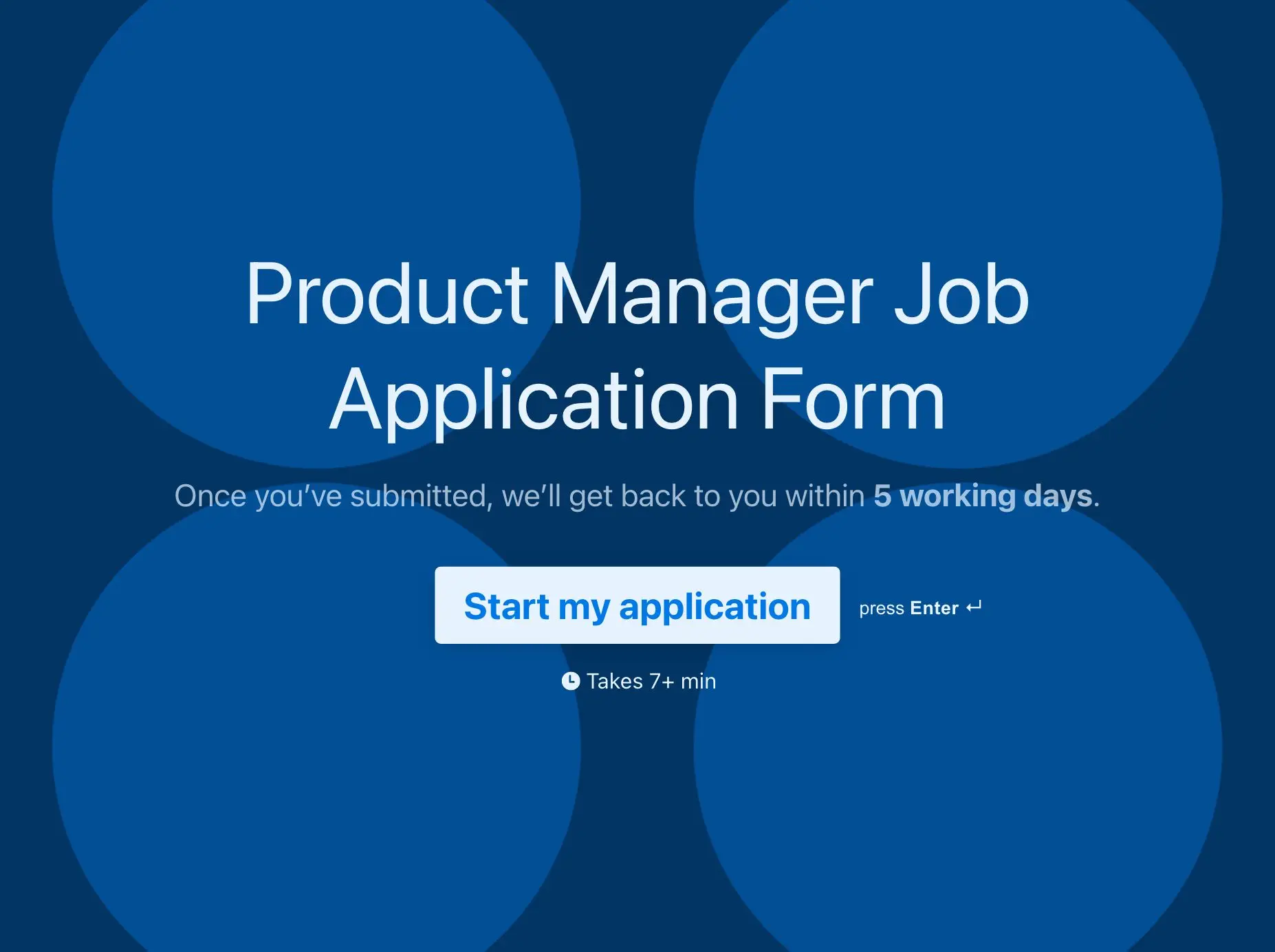Product Manager Job Application Form Template Hero