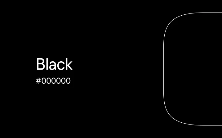 The color black and its hex-code.