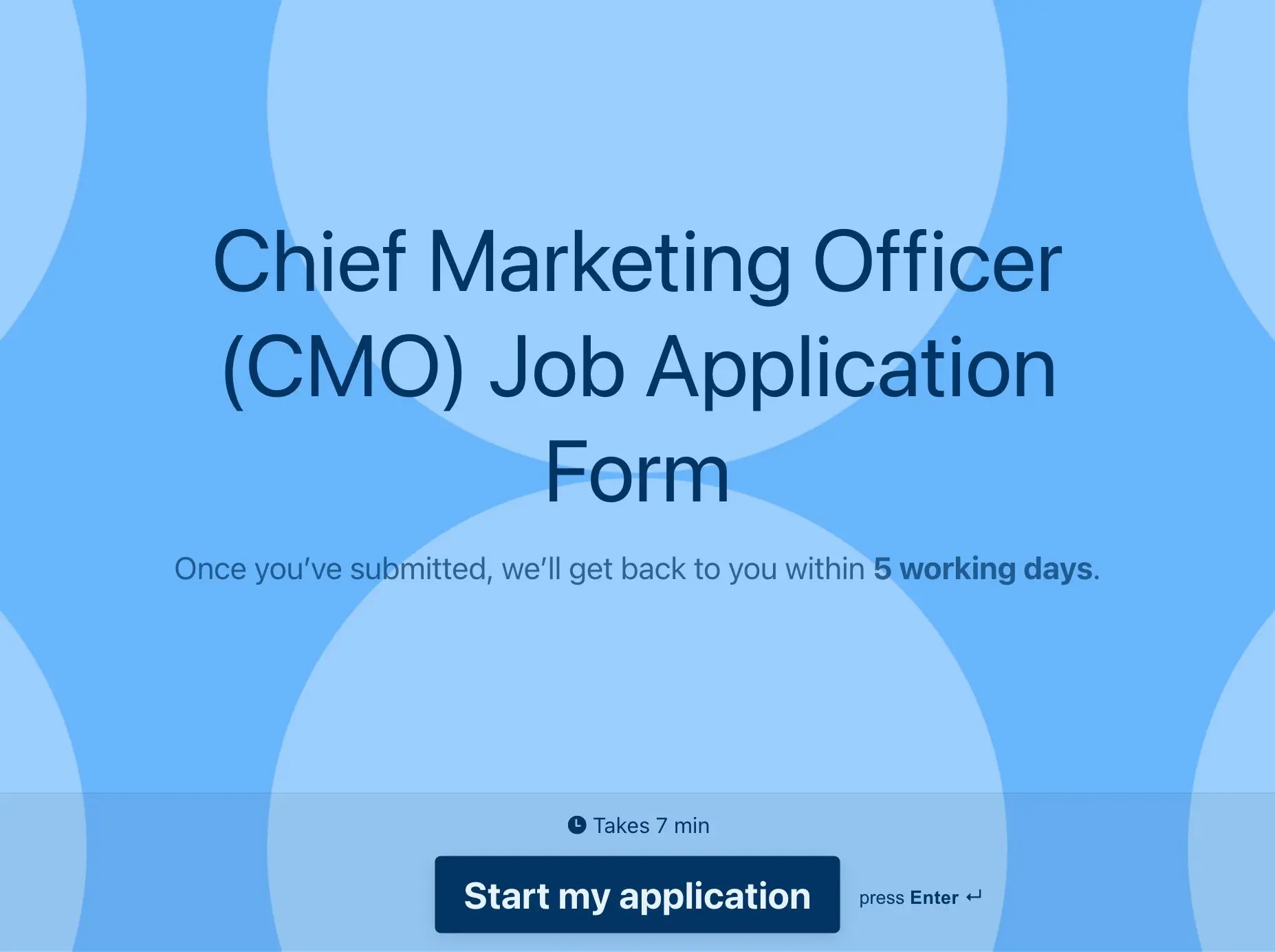 Chief Marketing Officer (CMO) Job Application Form Template Hero