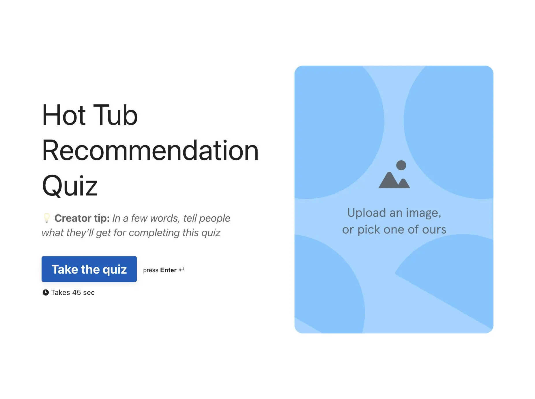 Hot Tub Recommendation Quiz Template Hero