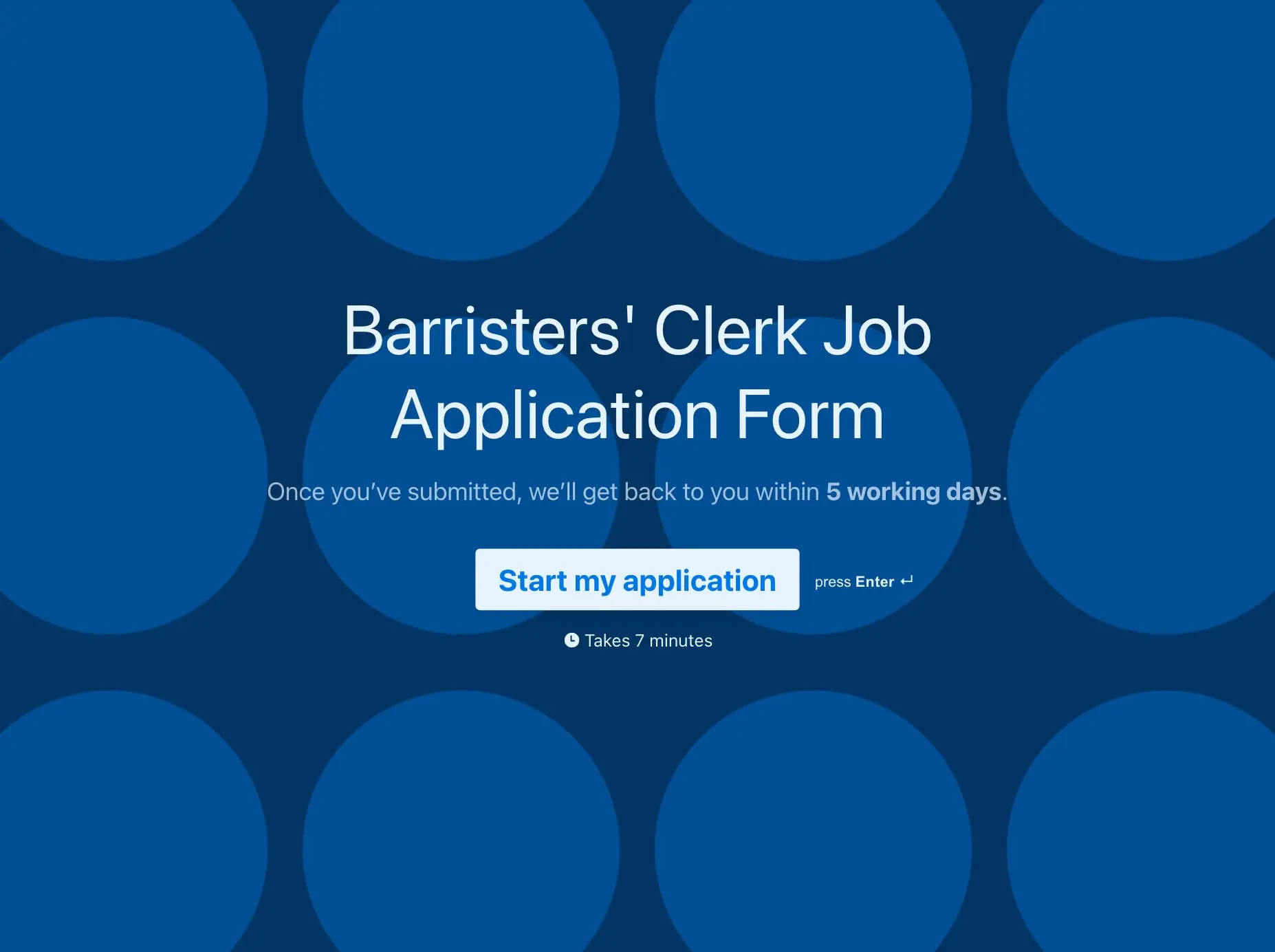 Barristers' Clerk Job Application Form Template Hero