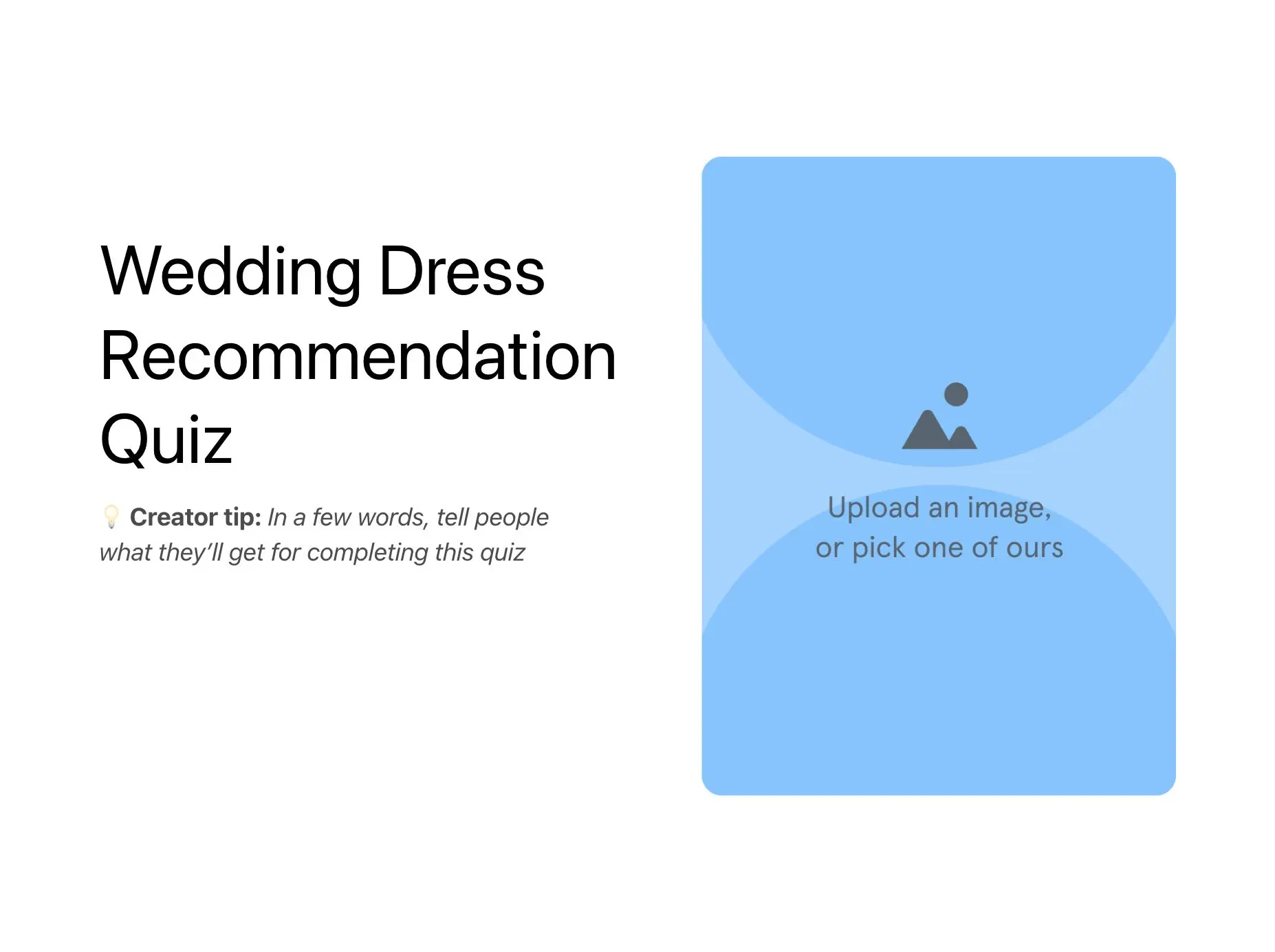 Wedding Dress Recommendation Quiz Template Hero