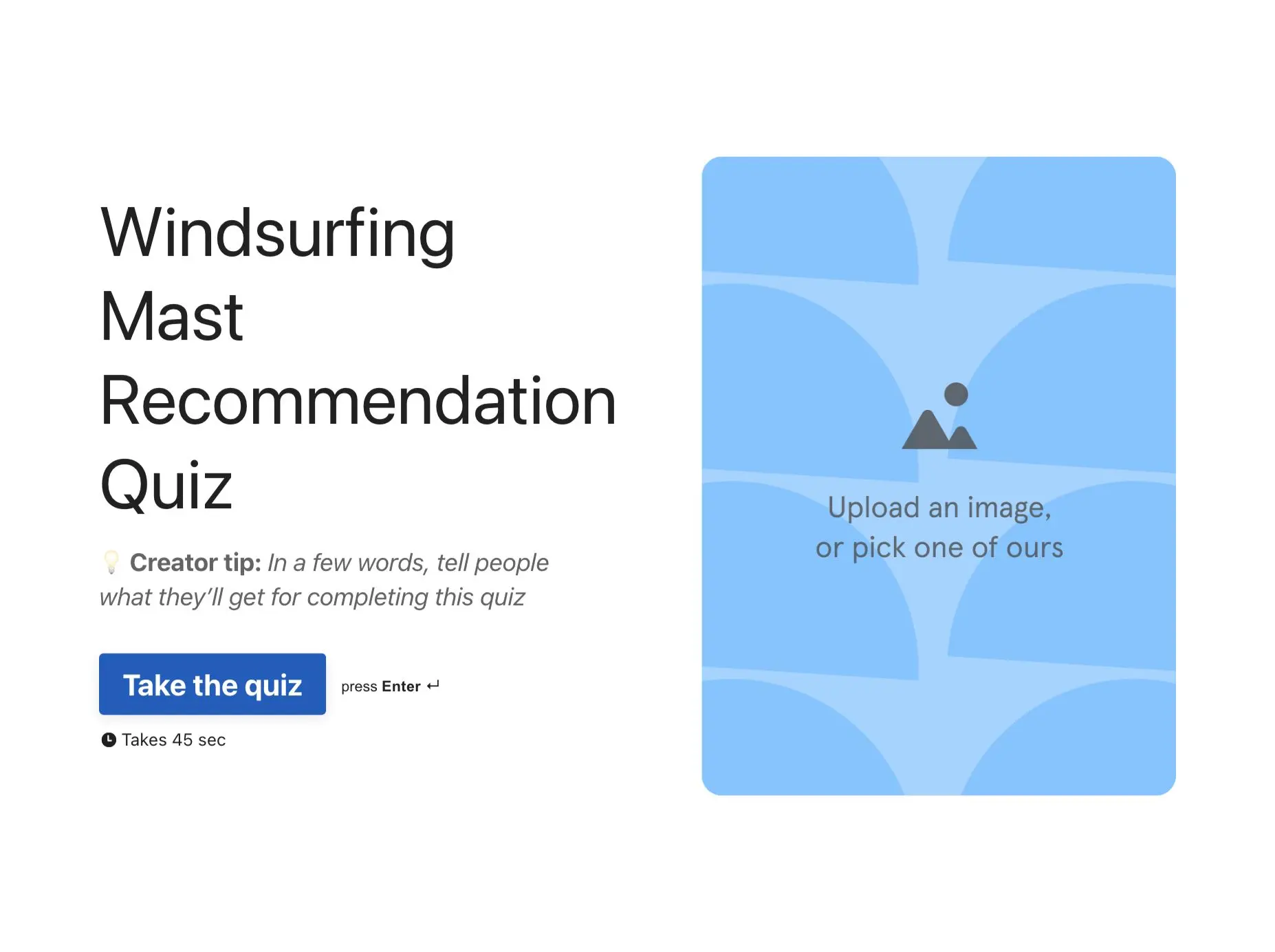 Windsurfing Mast Recommendation Quiz Template Hero